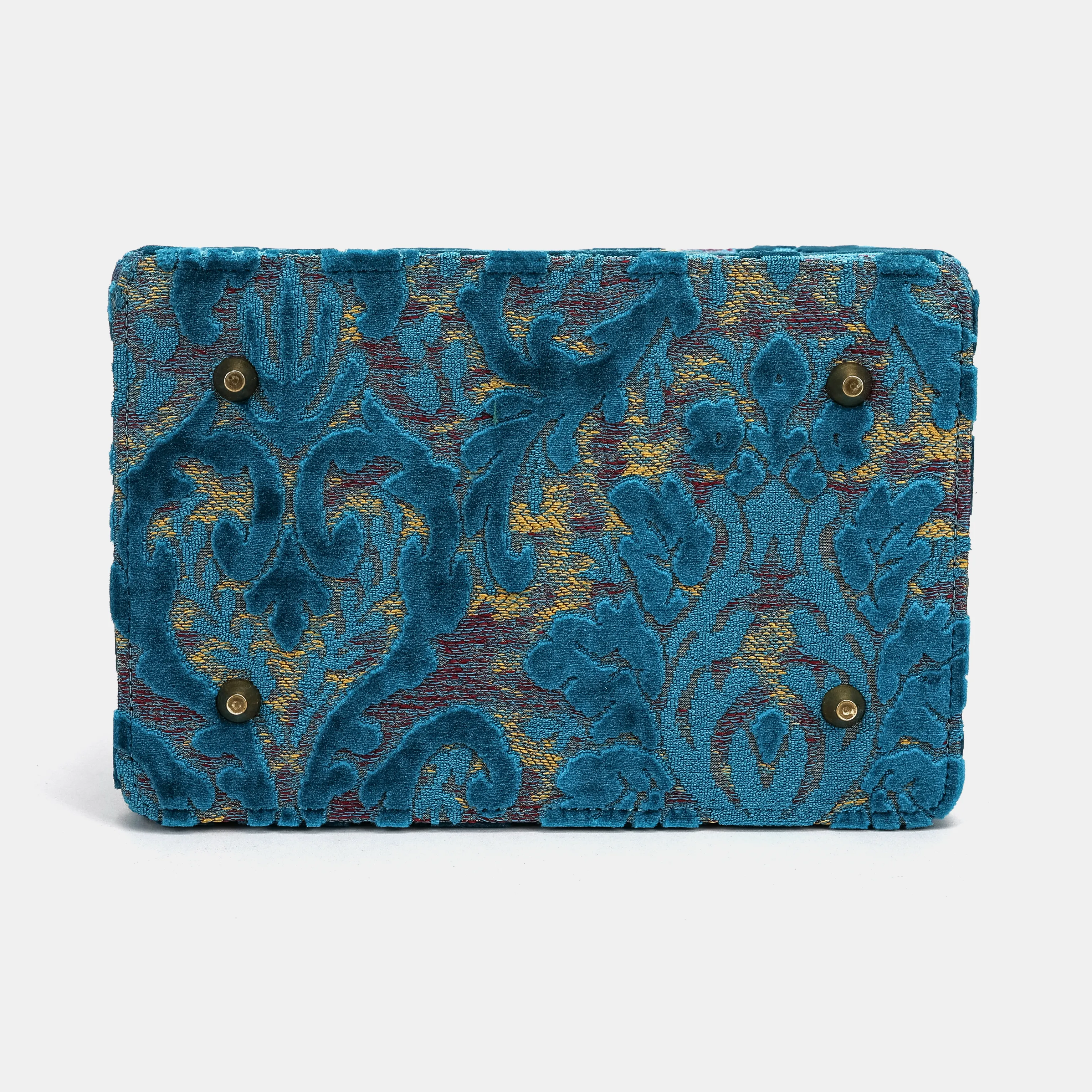 Burnout Velvet Aqua Blue Vivienne Carpet Purse Gladstone Bag - Image 10