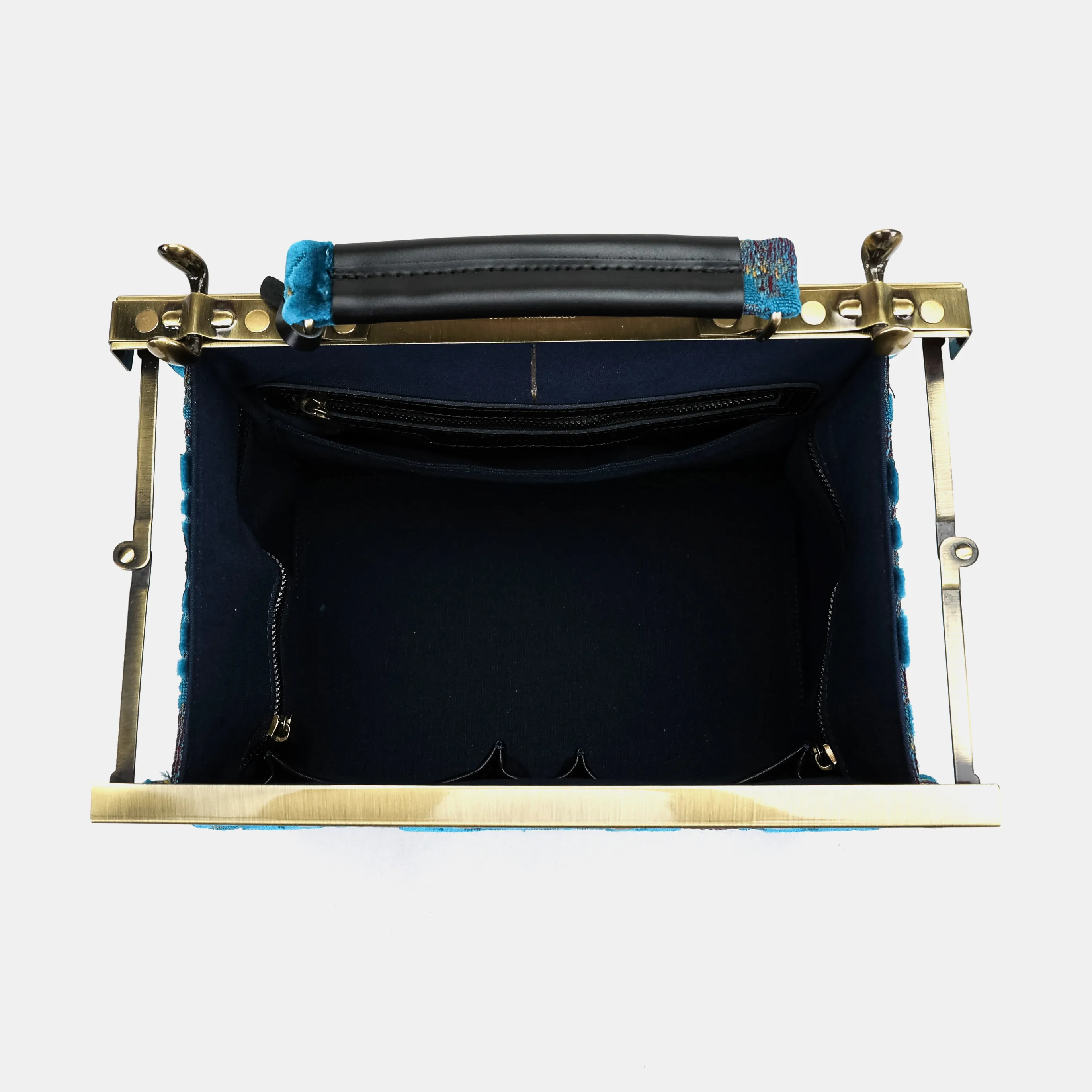 Burnout Velvet Aqua Blue Vivienne Carpet Purse Gladstone Bag - Image 8