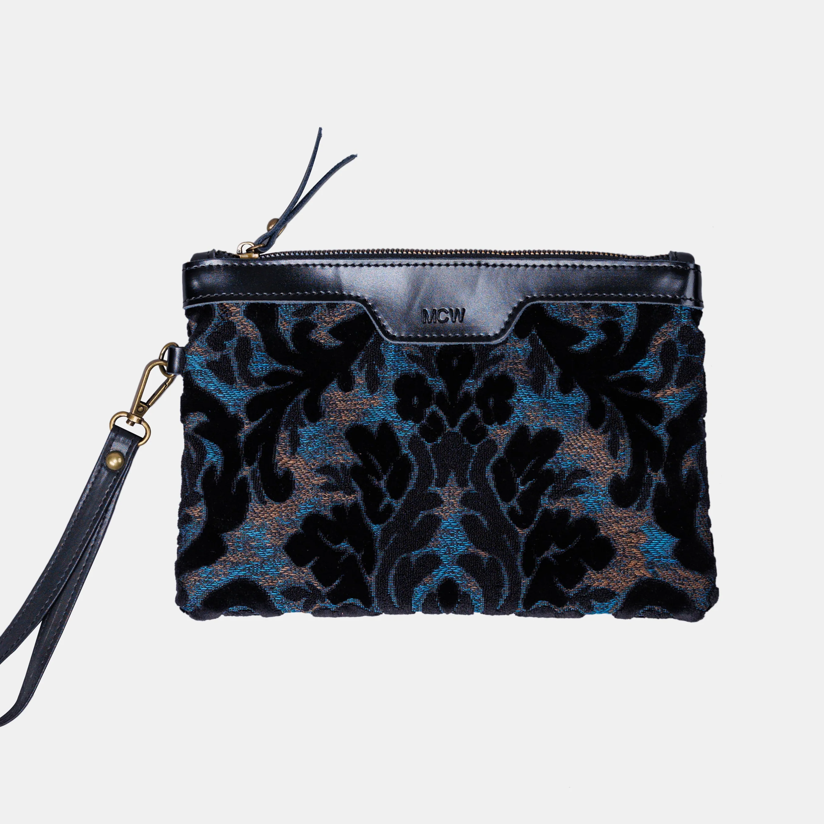 Burnout Velvet Black Wristlet Clutch