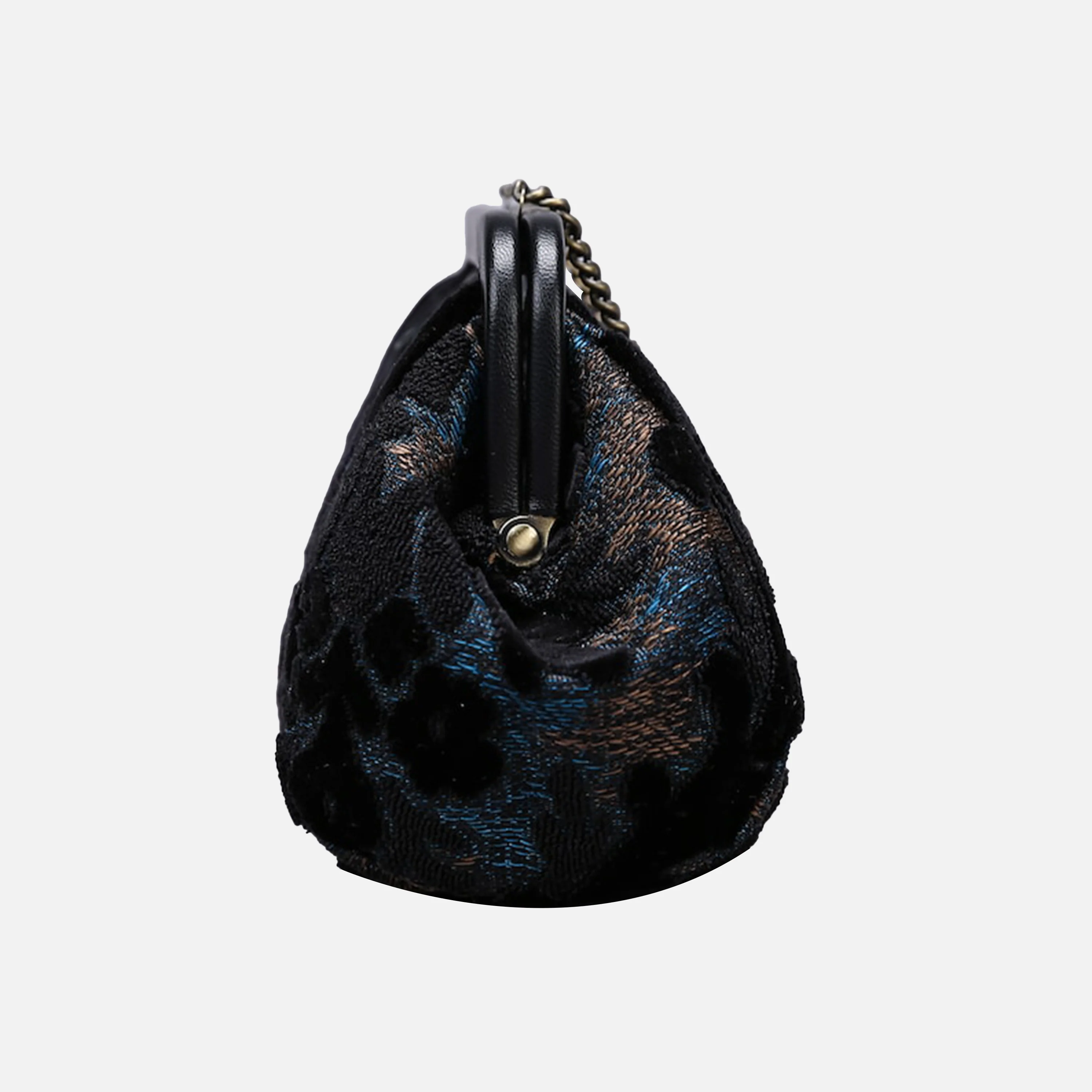 Burnout Velvet Black Evening Bag Clutch - Image 4
