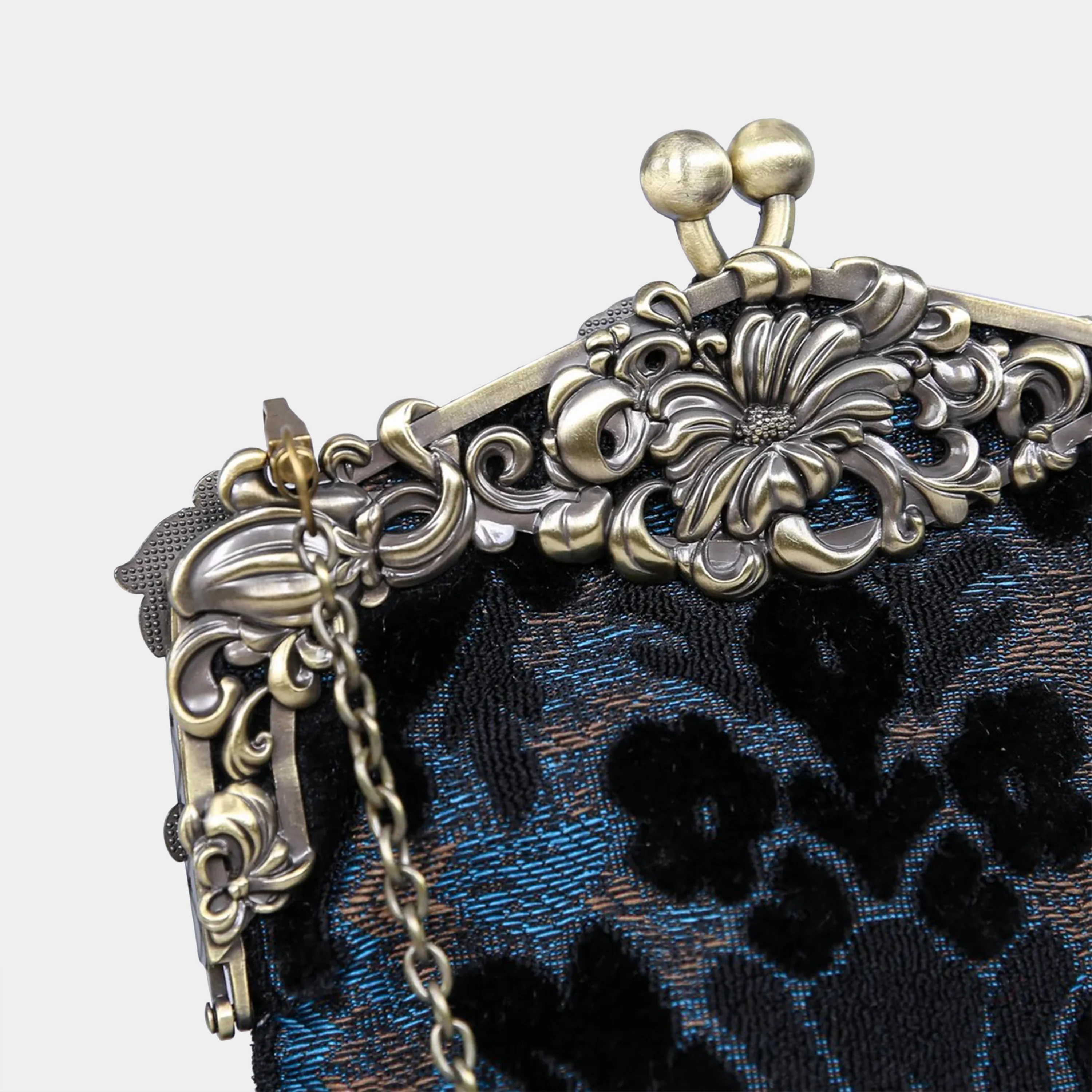 Burnout Velvet Black Chatelaine Purse Large - Image 6