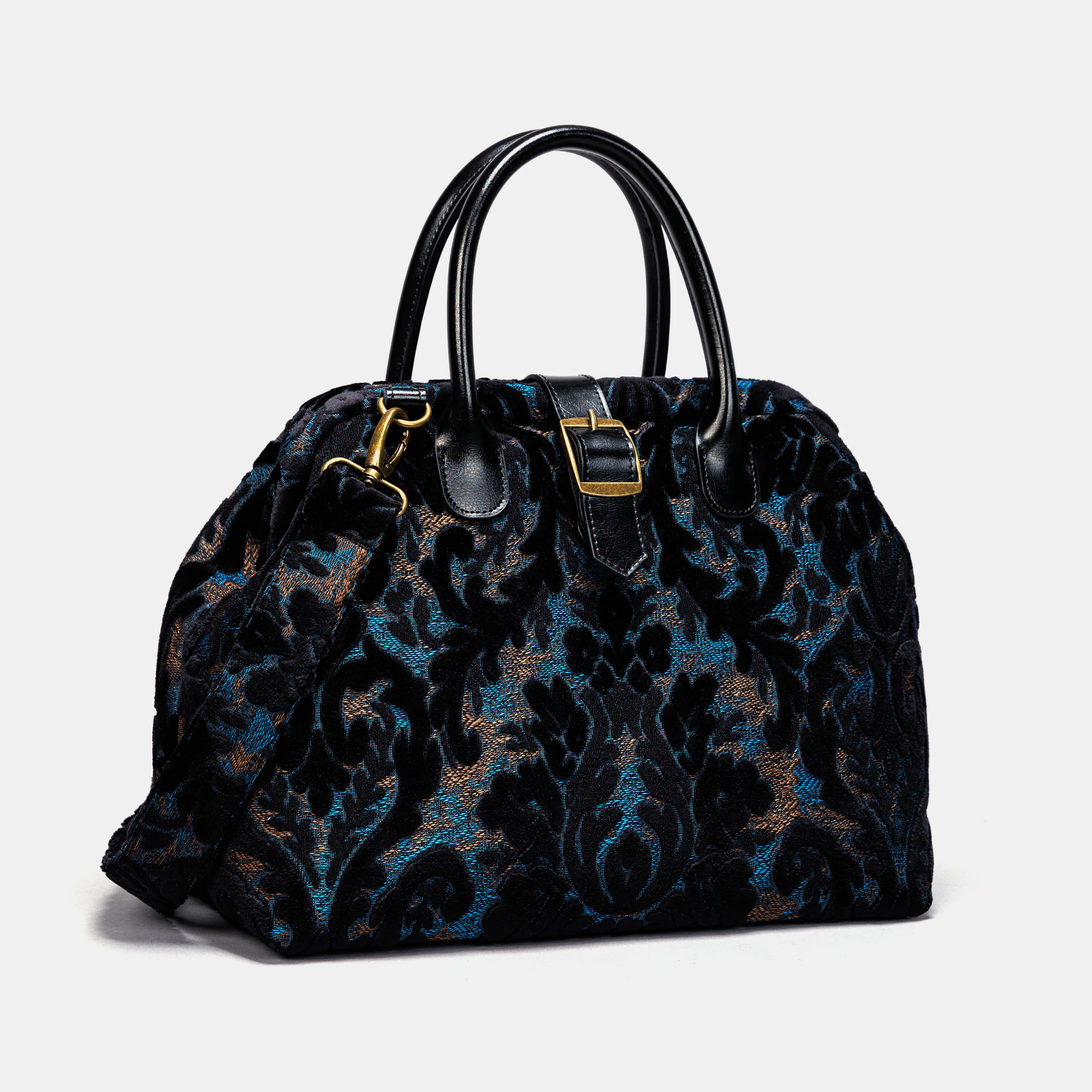 Burnout Velvet Black Carpet Handbag Purse - Image 3