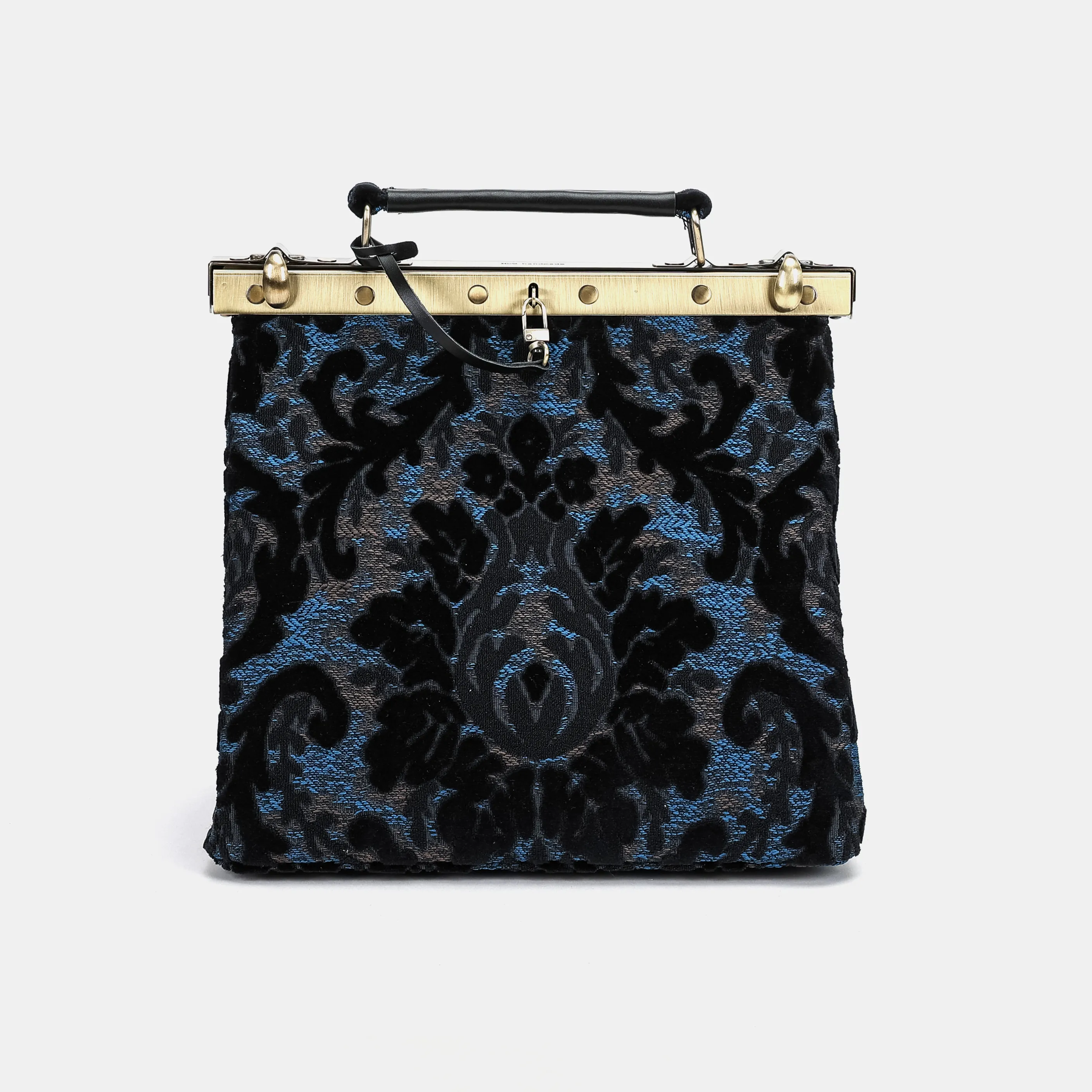 Burnout Velvet Black Cecile Carpet Purse Gladstone Bag