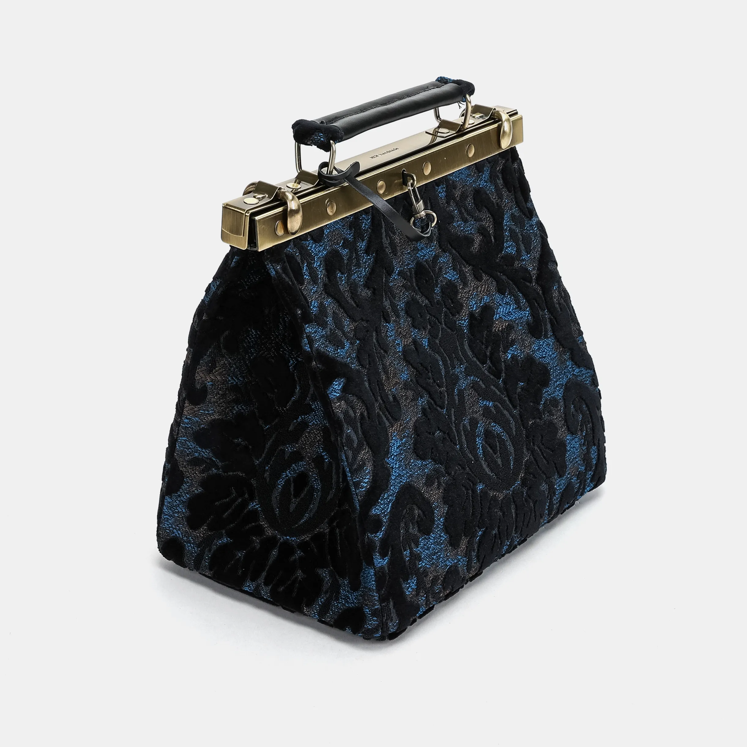 Burnout Velvet Black Cecile Carpet Purse Gladstone Bag - Image 4