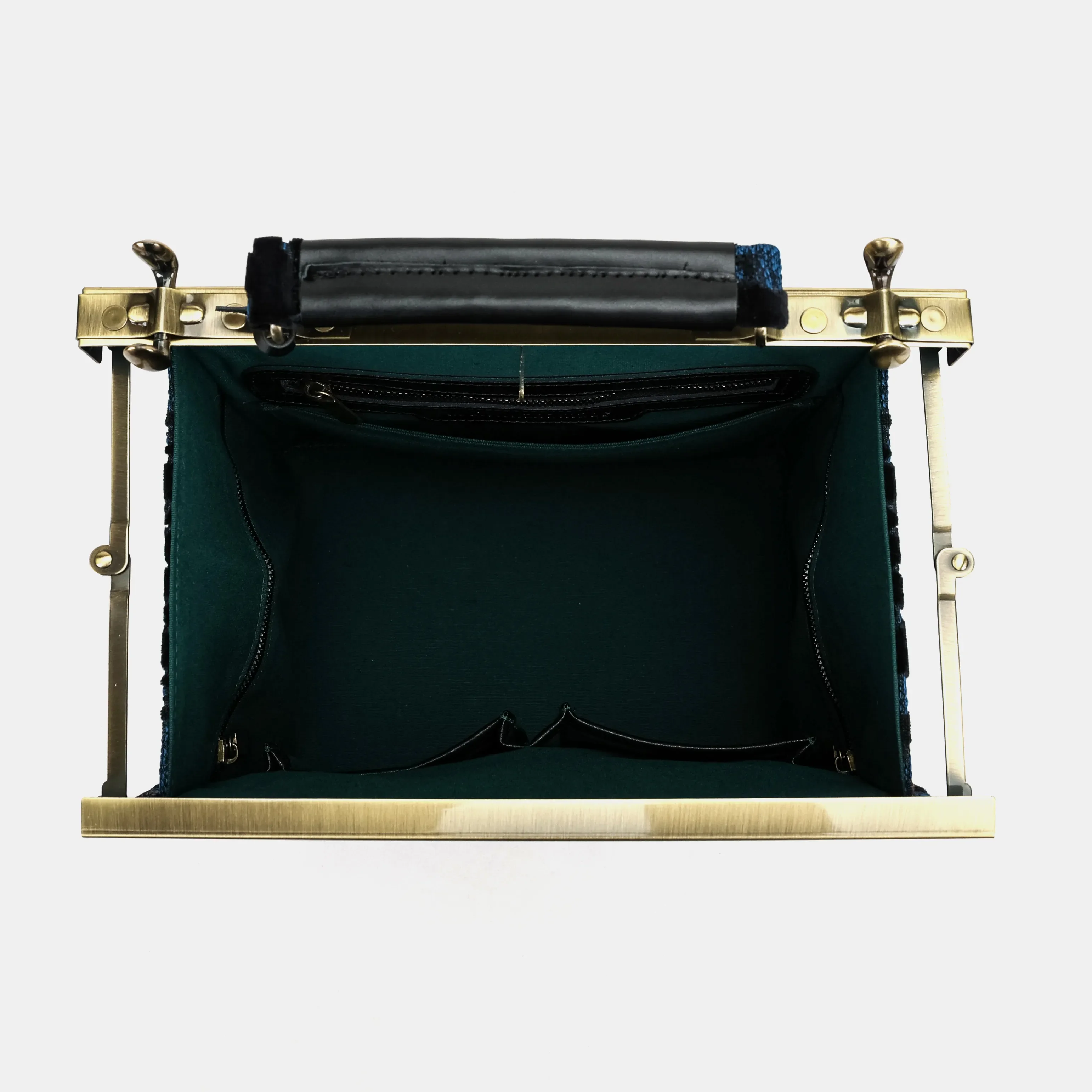 Burnout Velvet Black Cecile Carpet Purse Gladstone Bag - Image 8