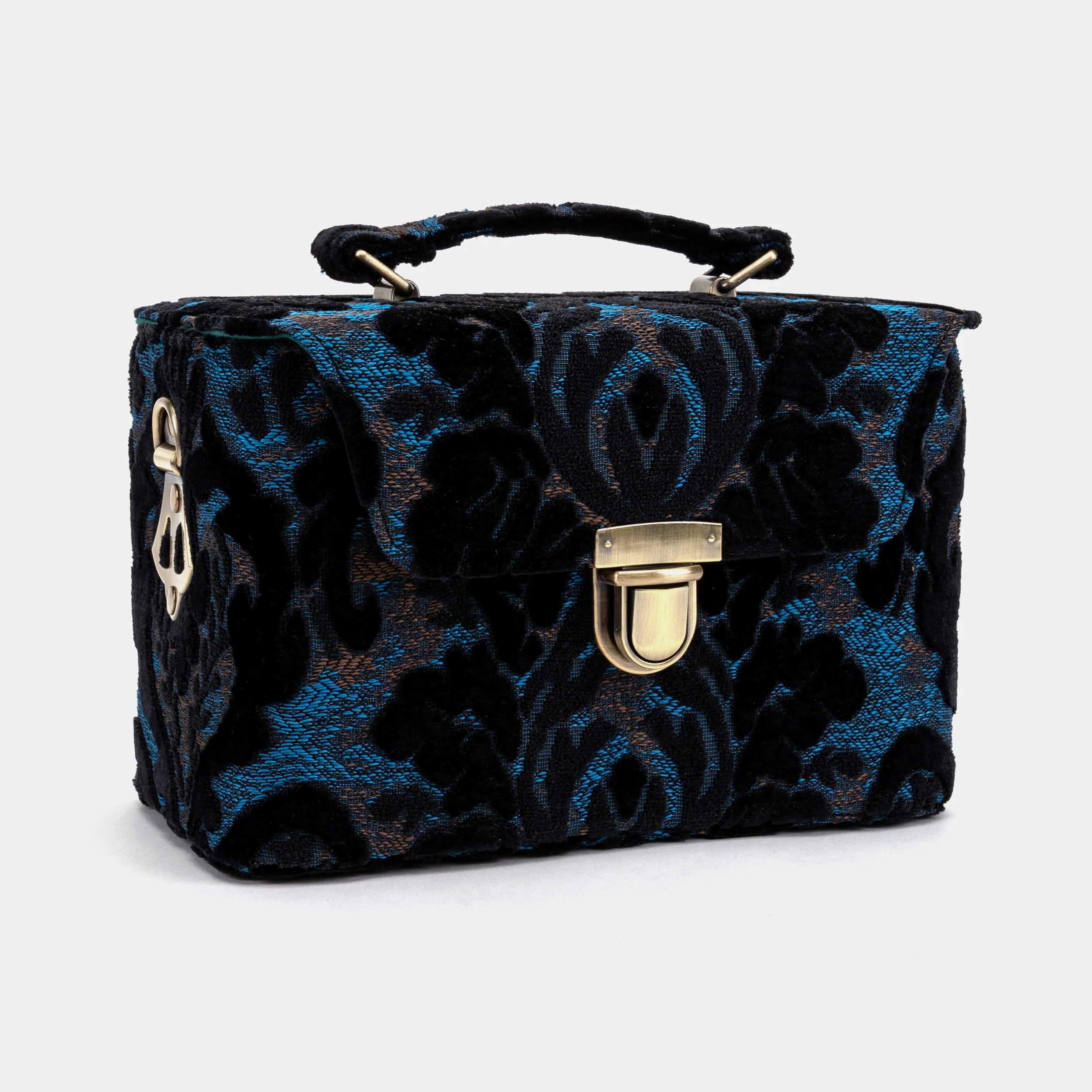 Burnout Velvet Black Clara Medium Train Case Purse - Image 3