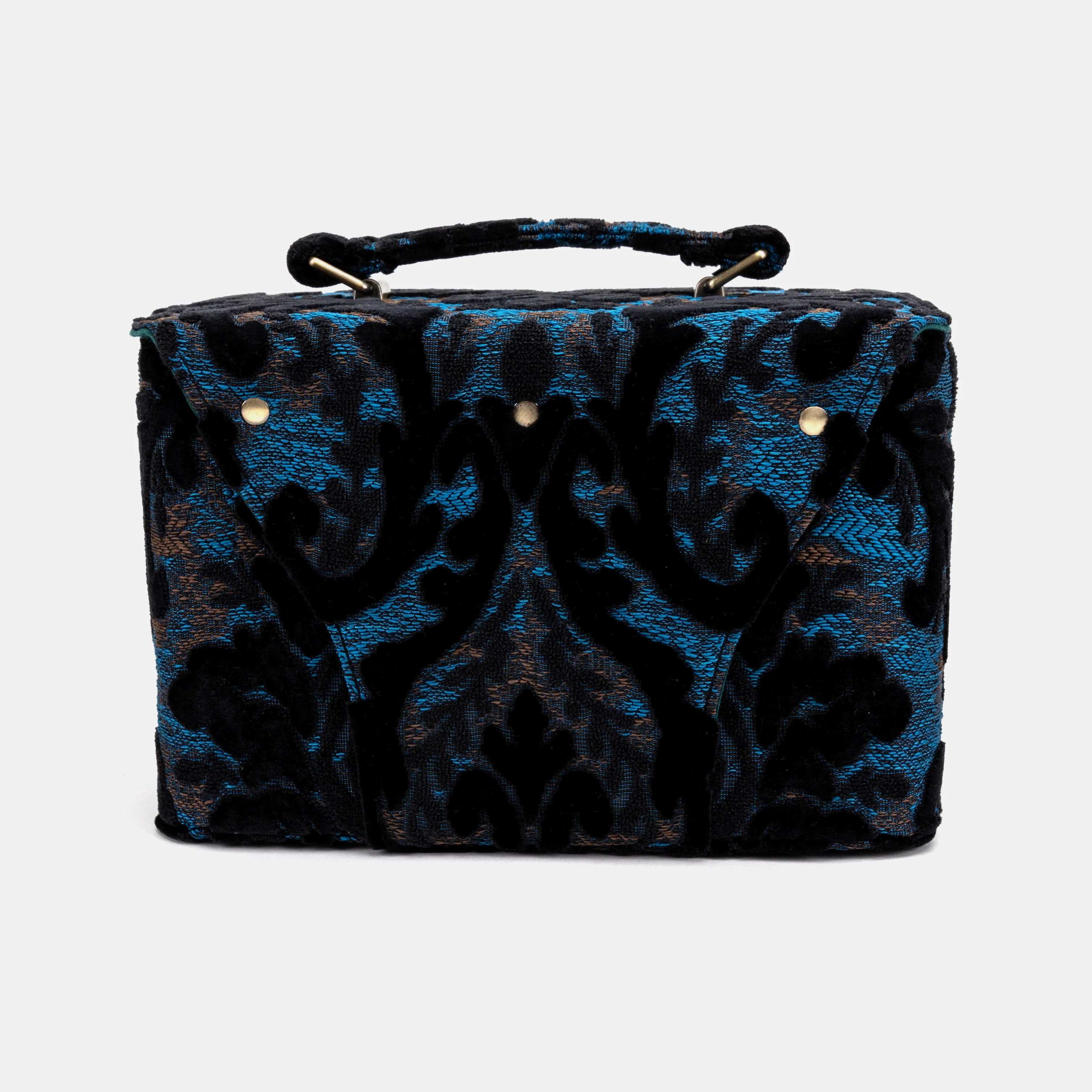 Burnout Velvet Black Clara Medium Train Case Purse - Image 5