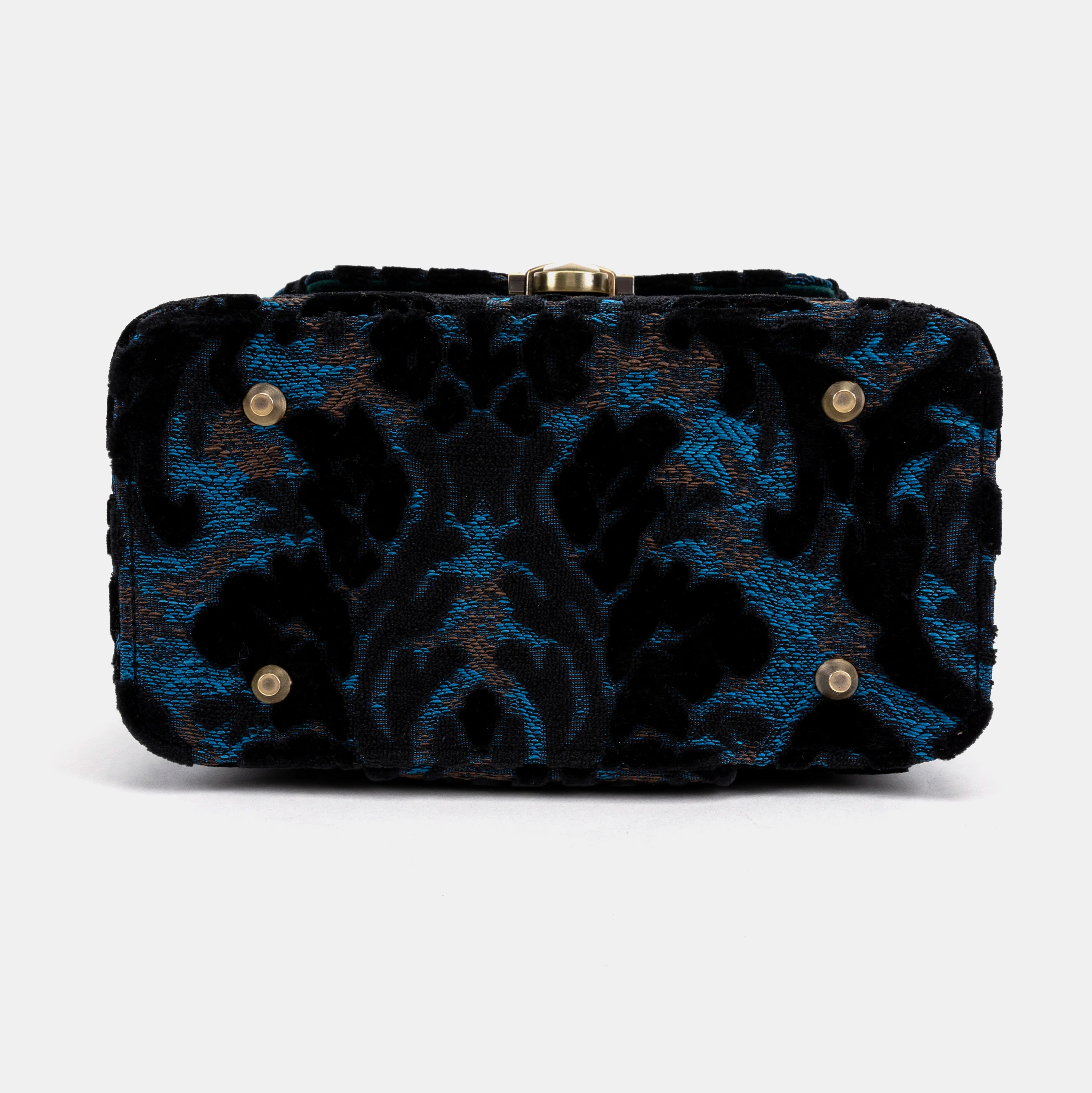 Burnout Velvet Black Clara Medium Train Case Purse - Image 7