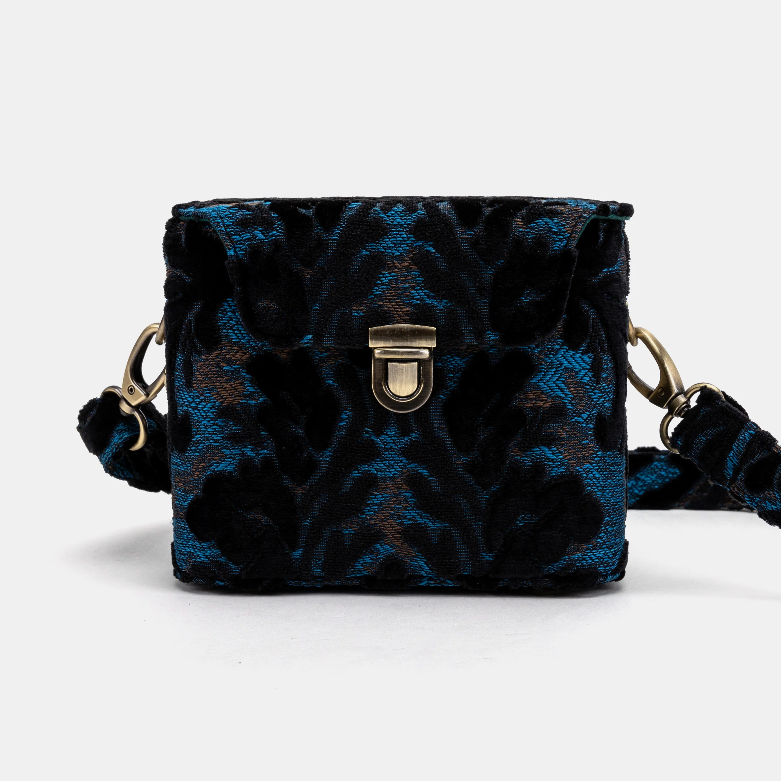 Burnout Velvet Black Emma Small Train Case Crossbody