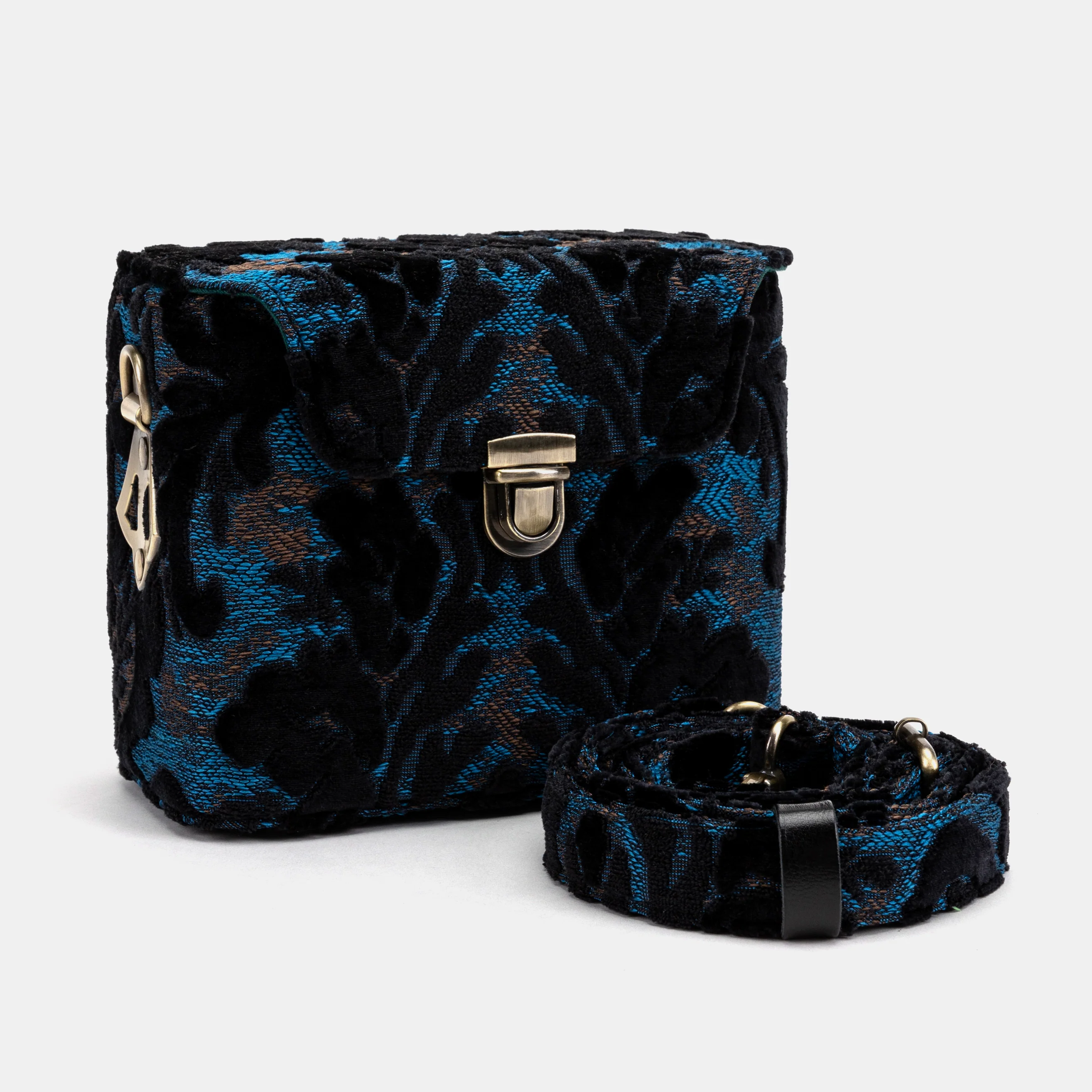 Burnout Velvet Black Emma Small Train Case Crossbody - Image 2