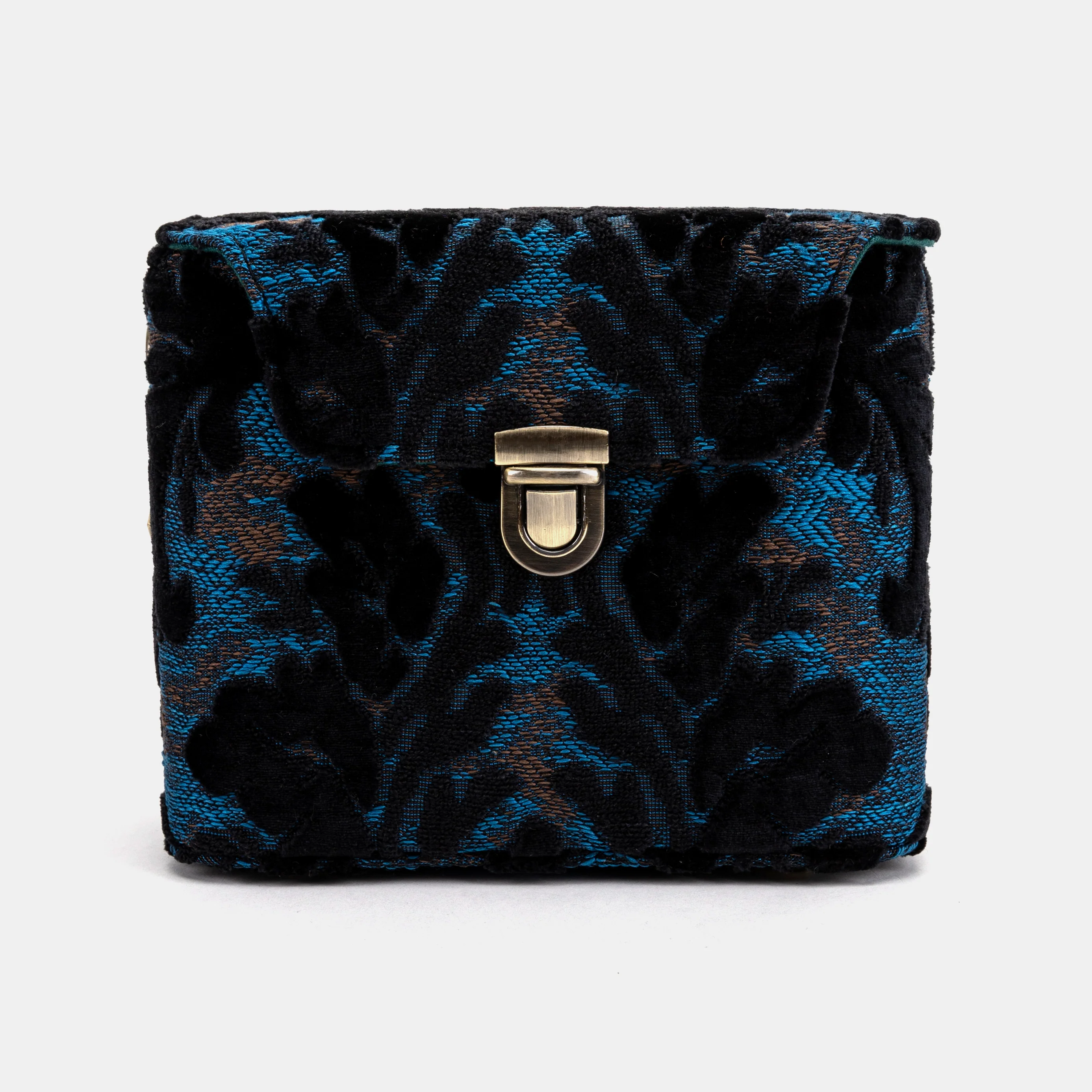 Burnout Velvet Black Emma Small Train Case Crossbody - Image 3