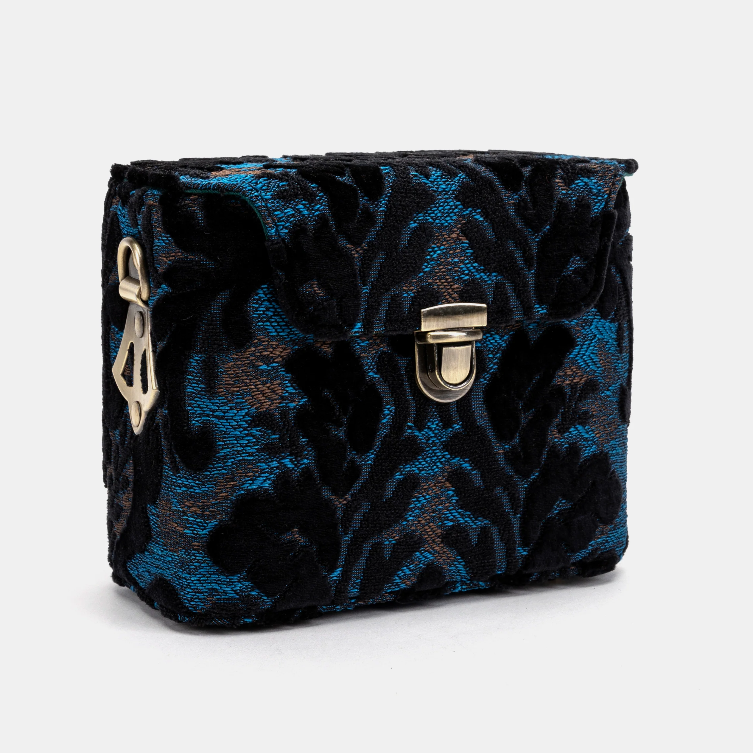 Burnout Velvet Black Emma Small Train Case Crossbody - Image 4