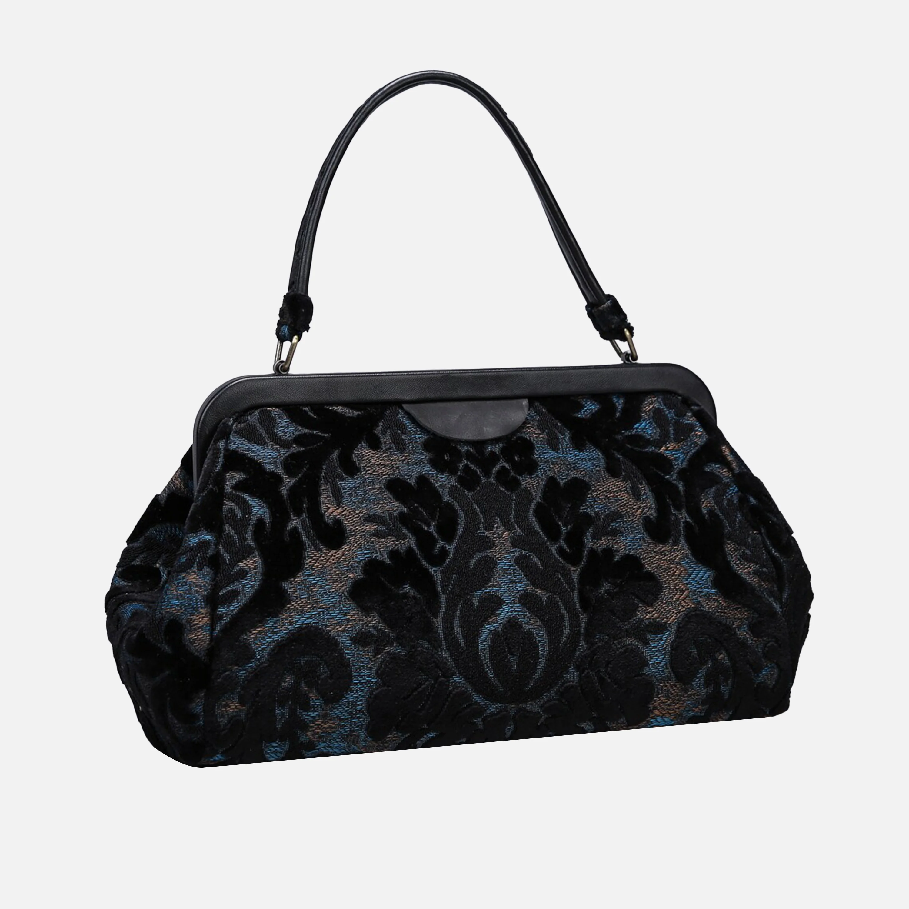 Burnout Velvet Black Top Handle Purse - Image 2