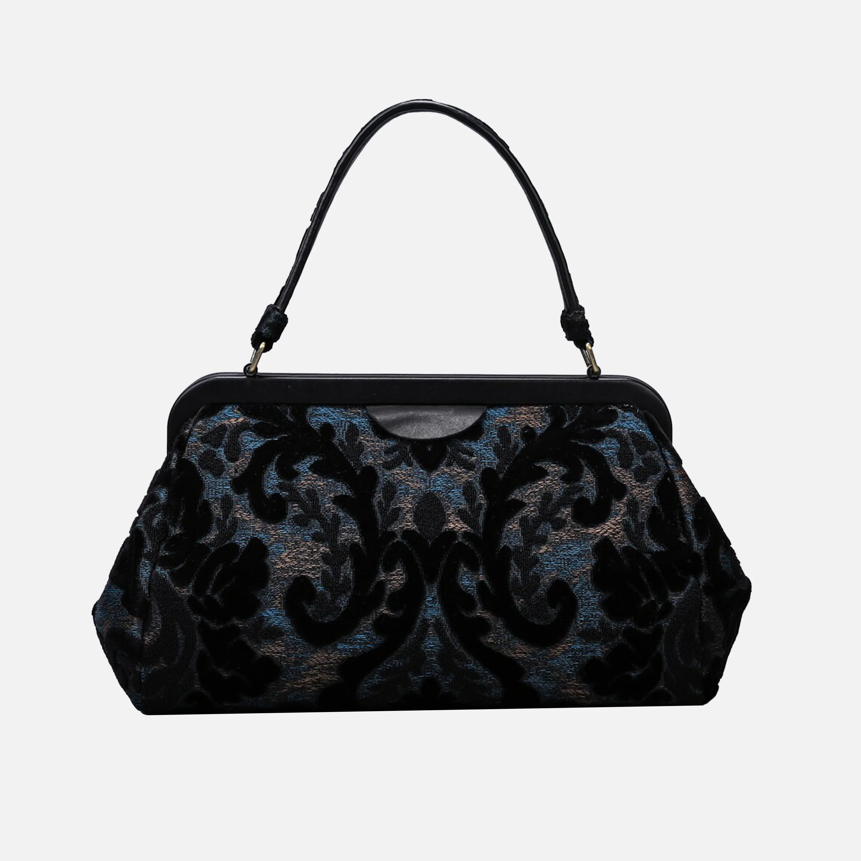 Burnout Velvet Black Top Handle Purse - Image 3