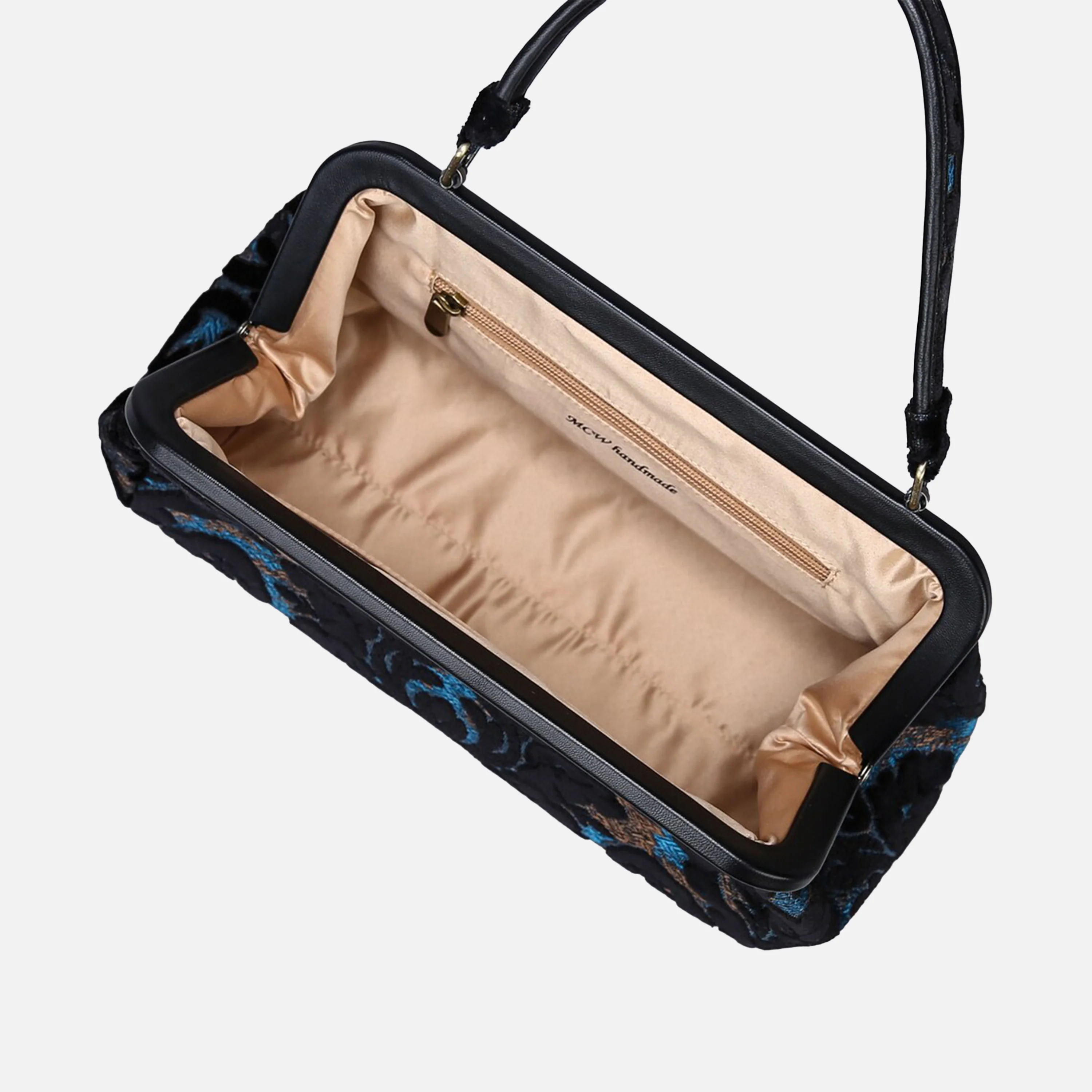 Burnout Velvet Black Top Handle Purse - Image 6