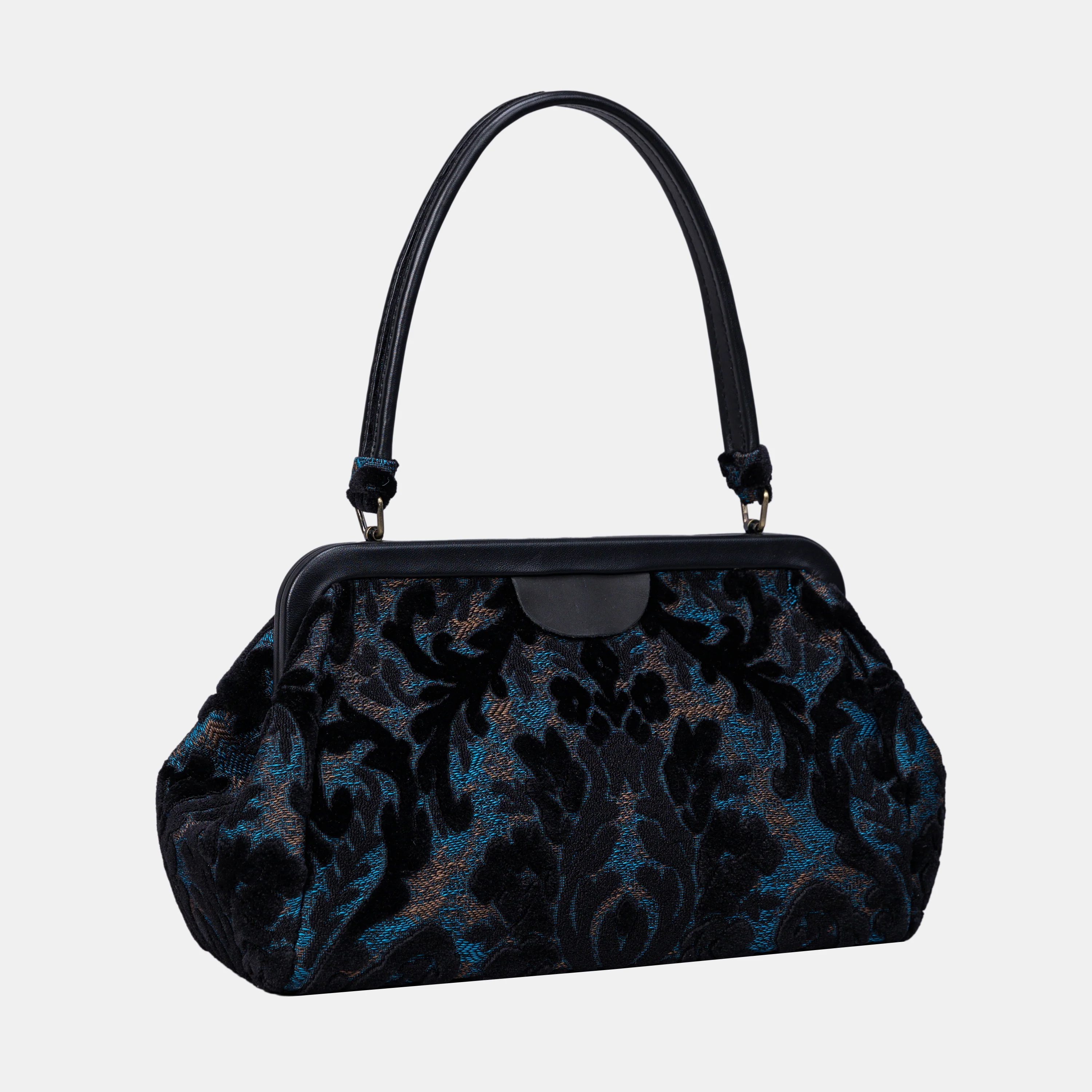 Burnout Velvet Black Shoulder Bag - Image 3