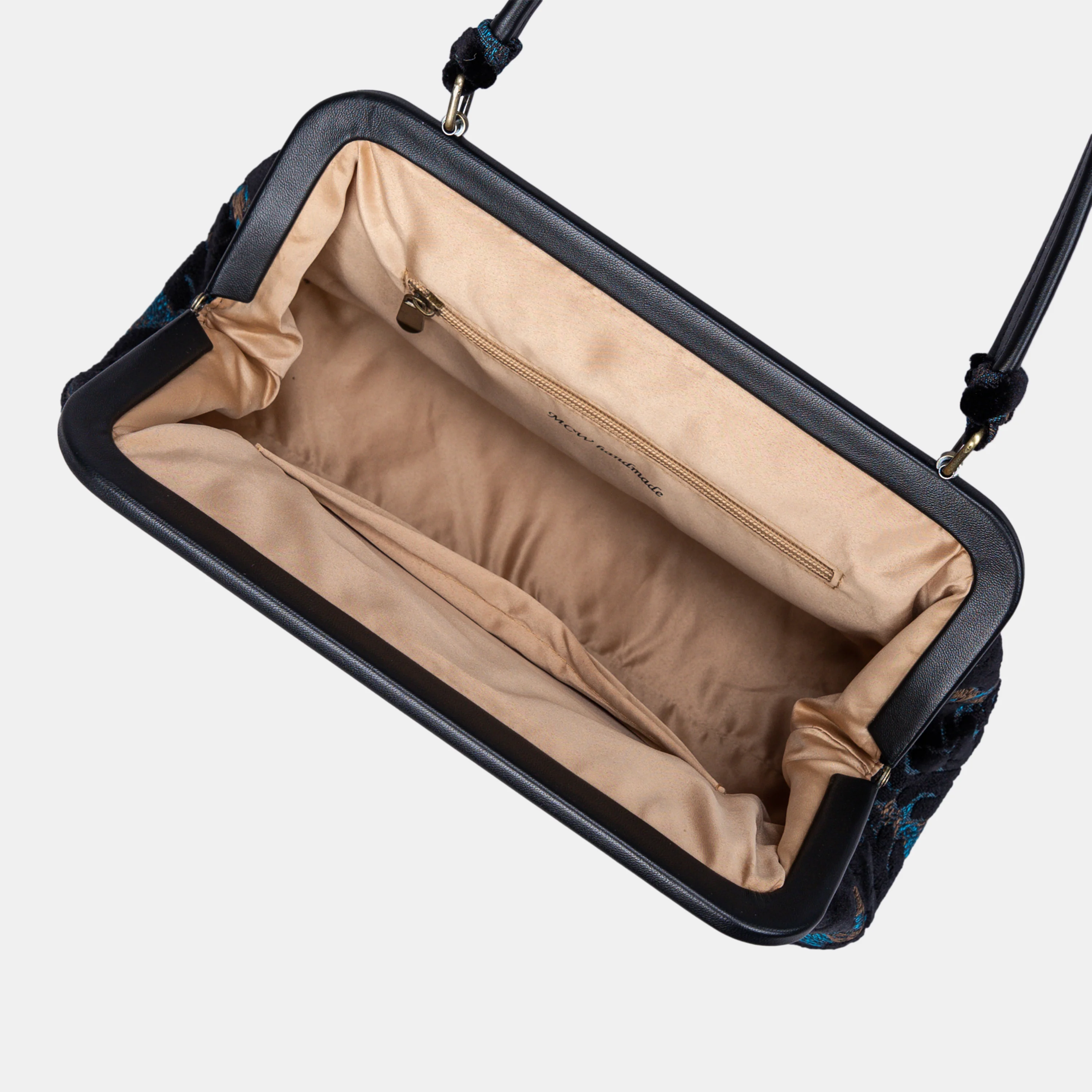 Burnout Velvet Black Shoulder Bag - Image 7