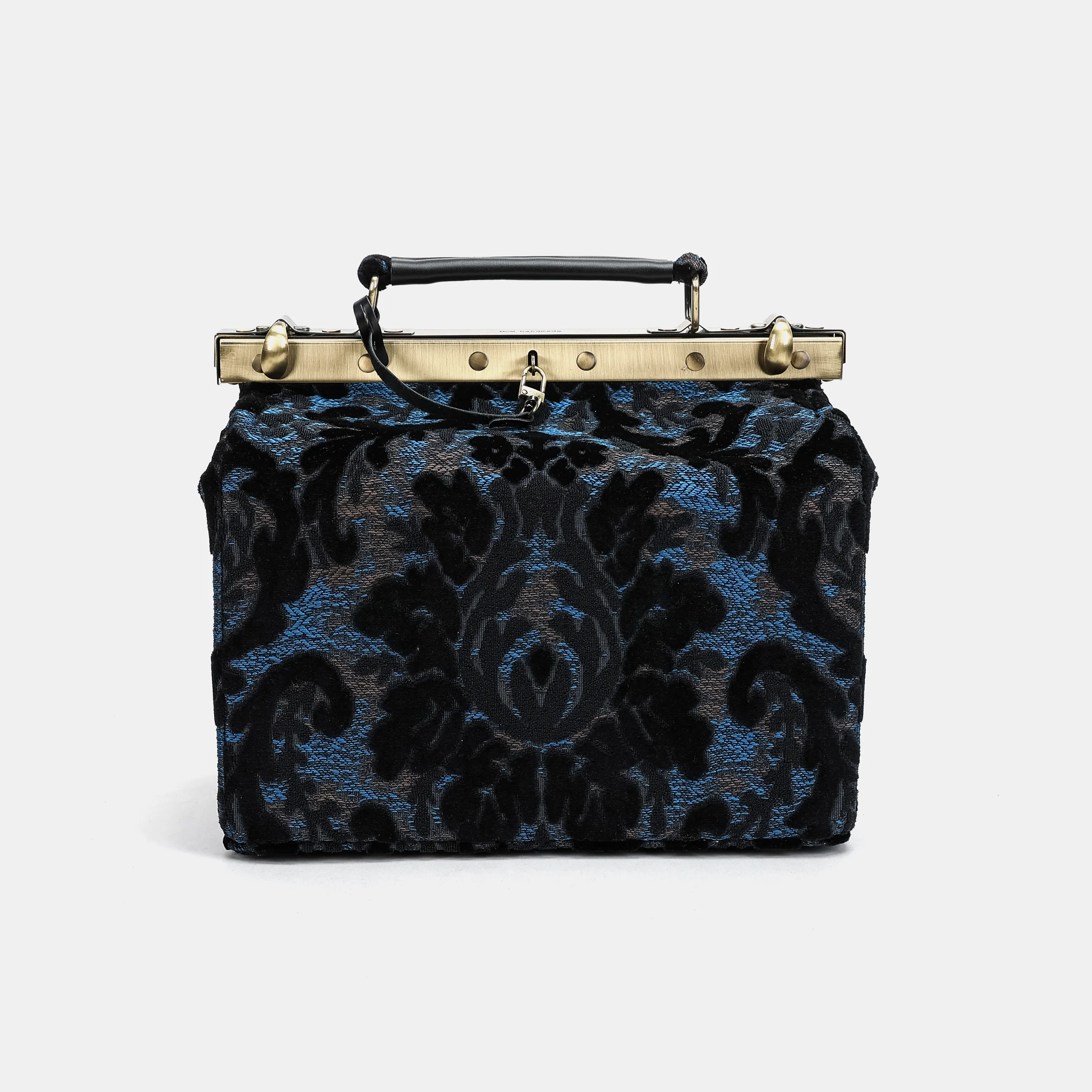Burnout Velvet Black Vivienne Carpet Purse Gladstone Bag