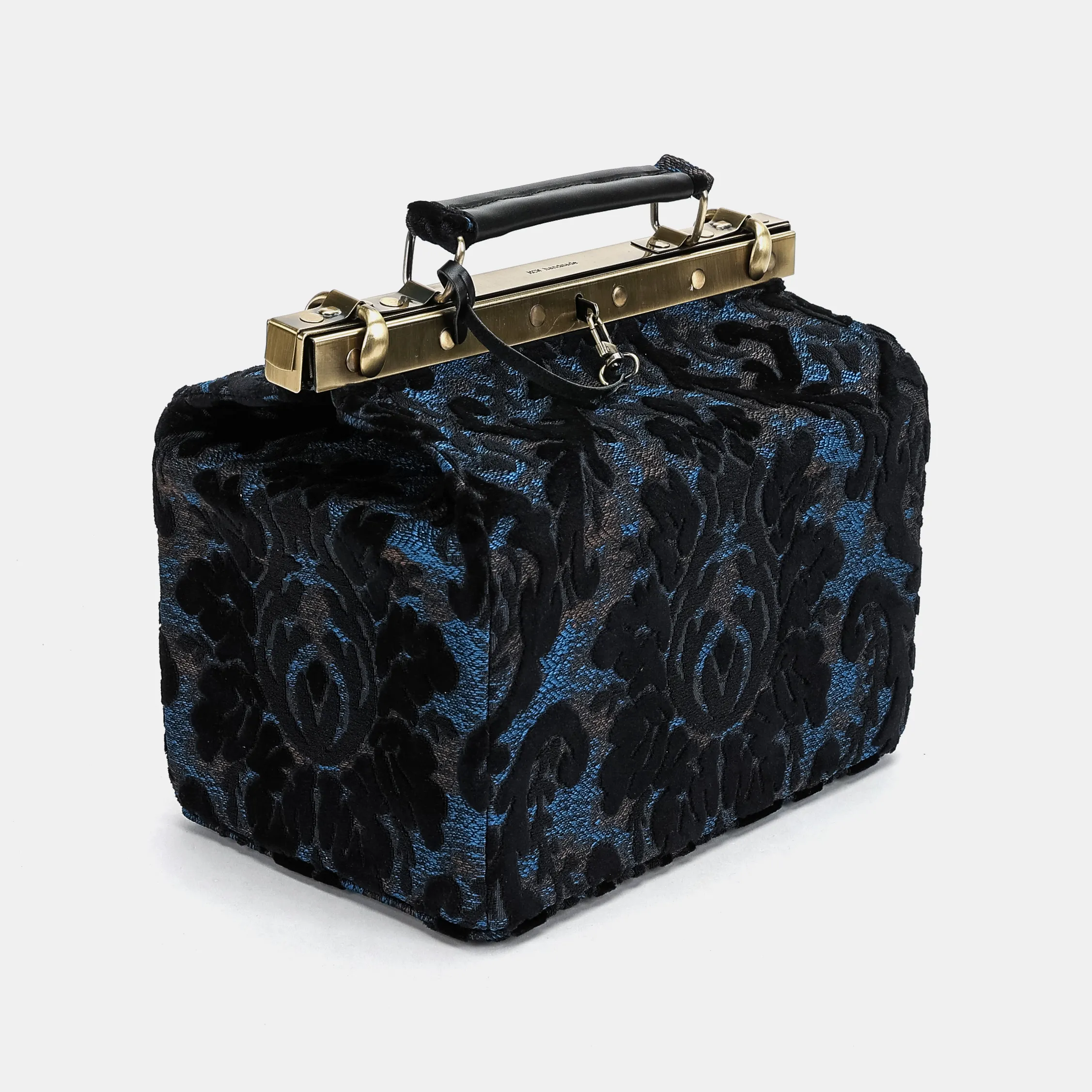Burnout Velvet Black Vivienne Carpet Purse Gladstone Bag - Image 4