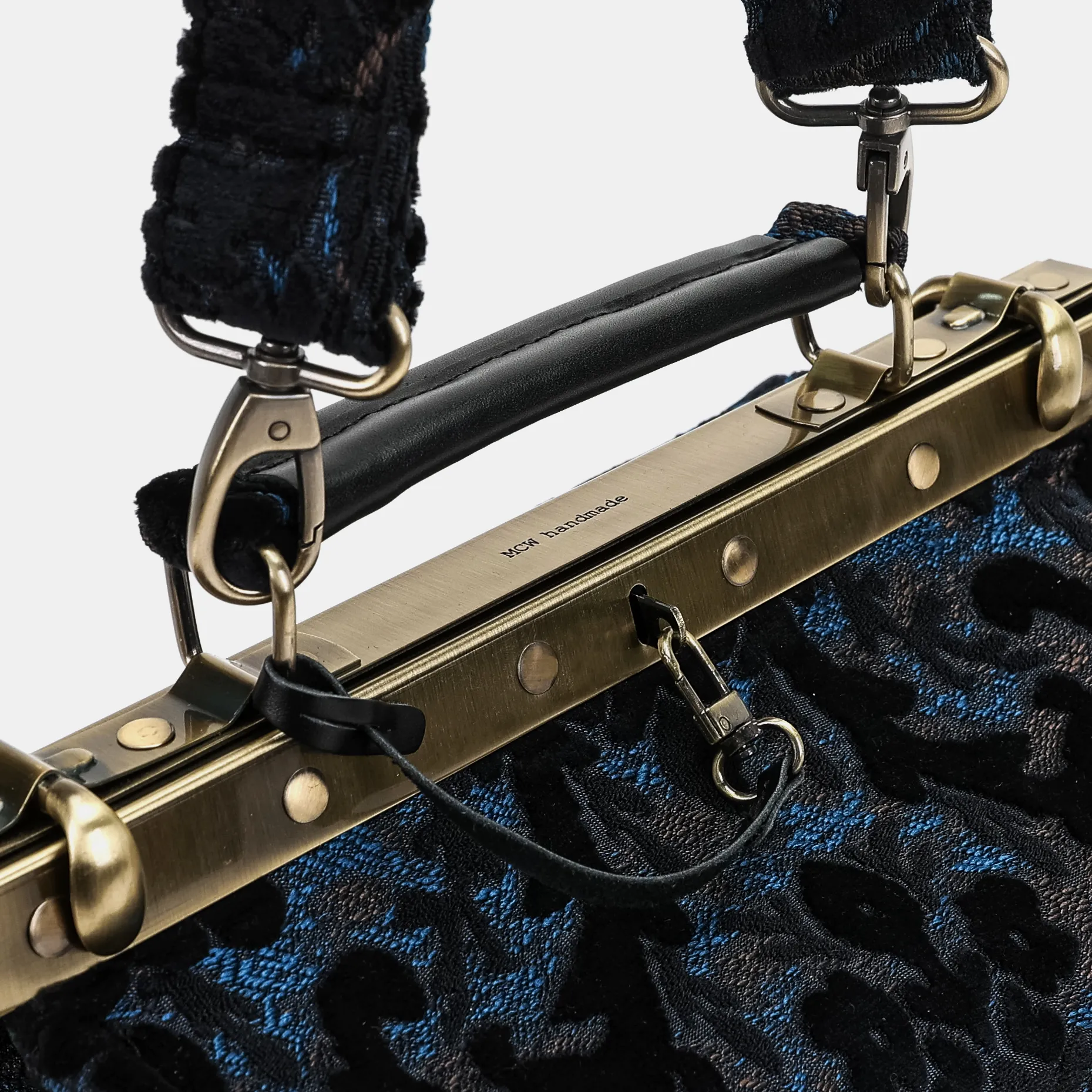 Burnout Velvet Black Vivienne Carpet Purse Gladstone Bag - Image 6