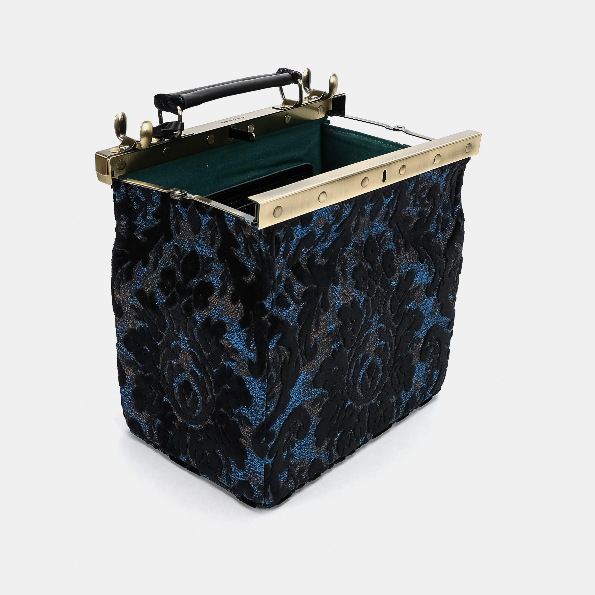 Burnout Velvet Black Vivienne Carpet Purse Gladstone Bag - Image 9