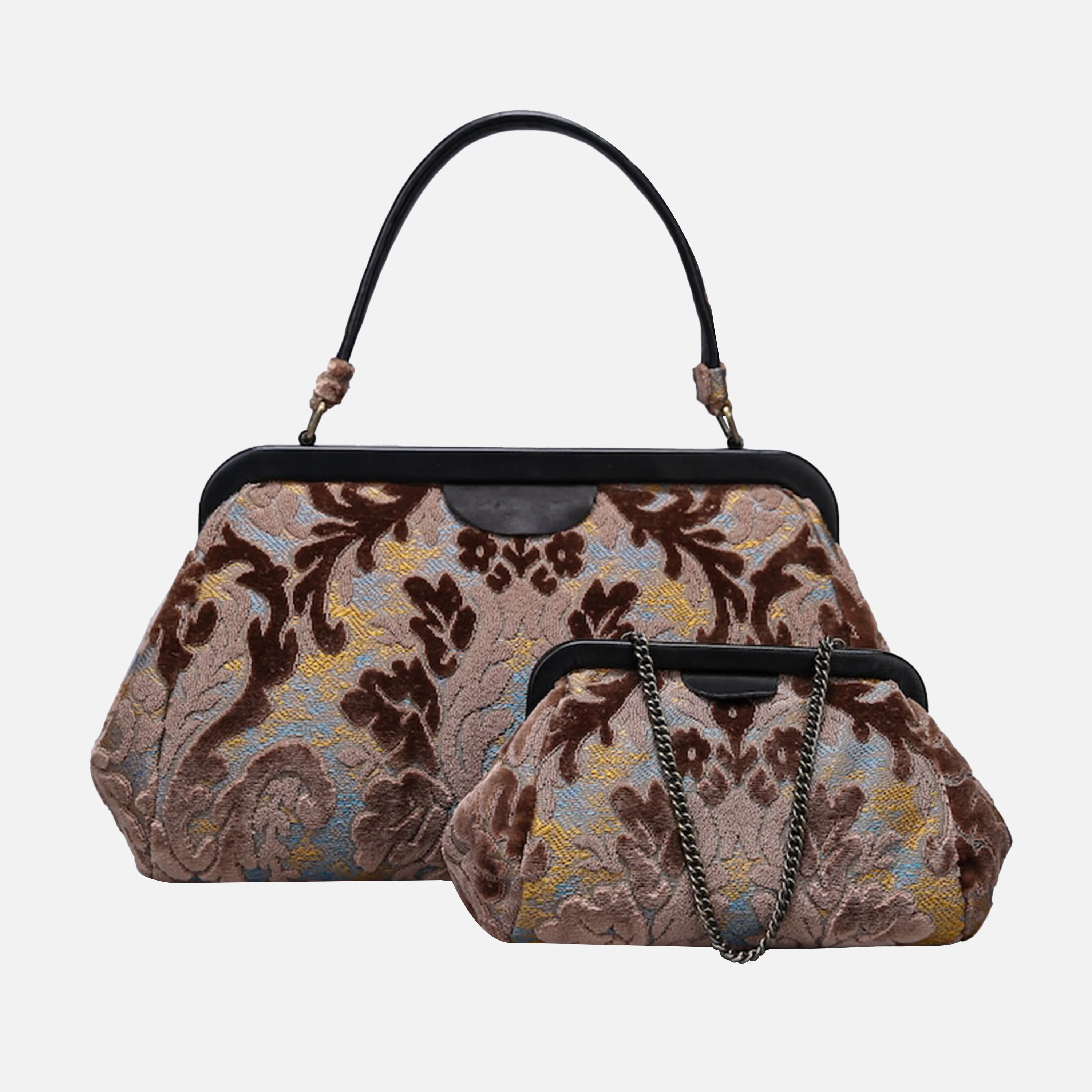Burnout Velvet Camel Top Handle Purse - Image 7