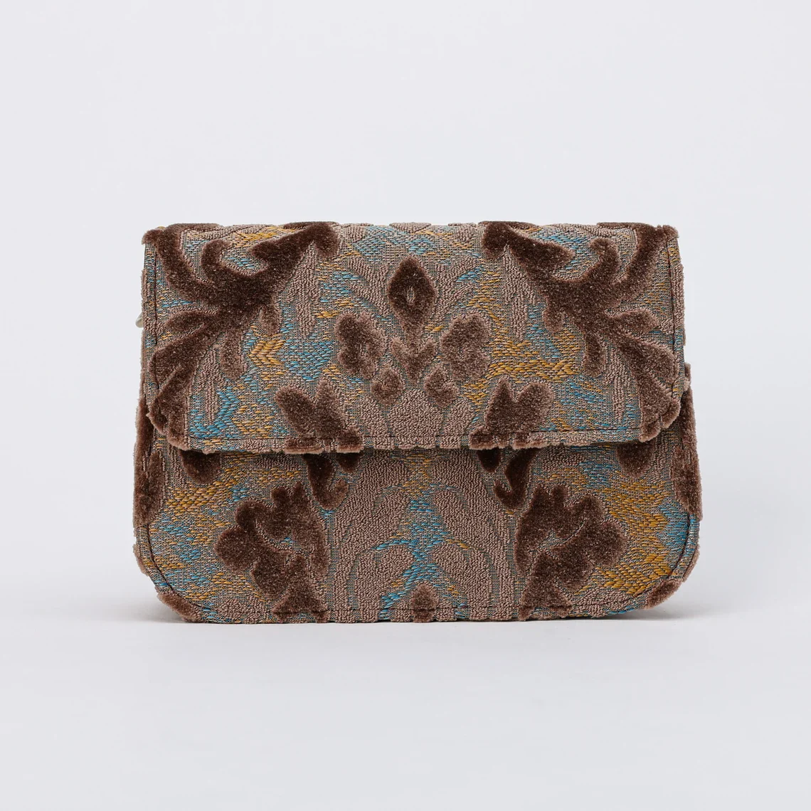 Burnout Velvet Camel Flap Crossbody Bag - Image 5