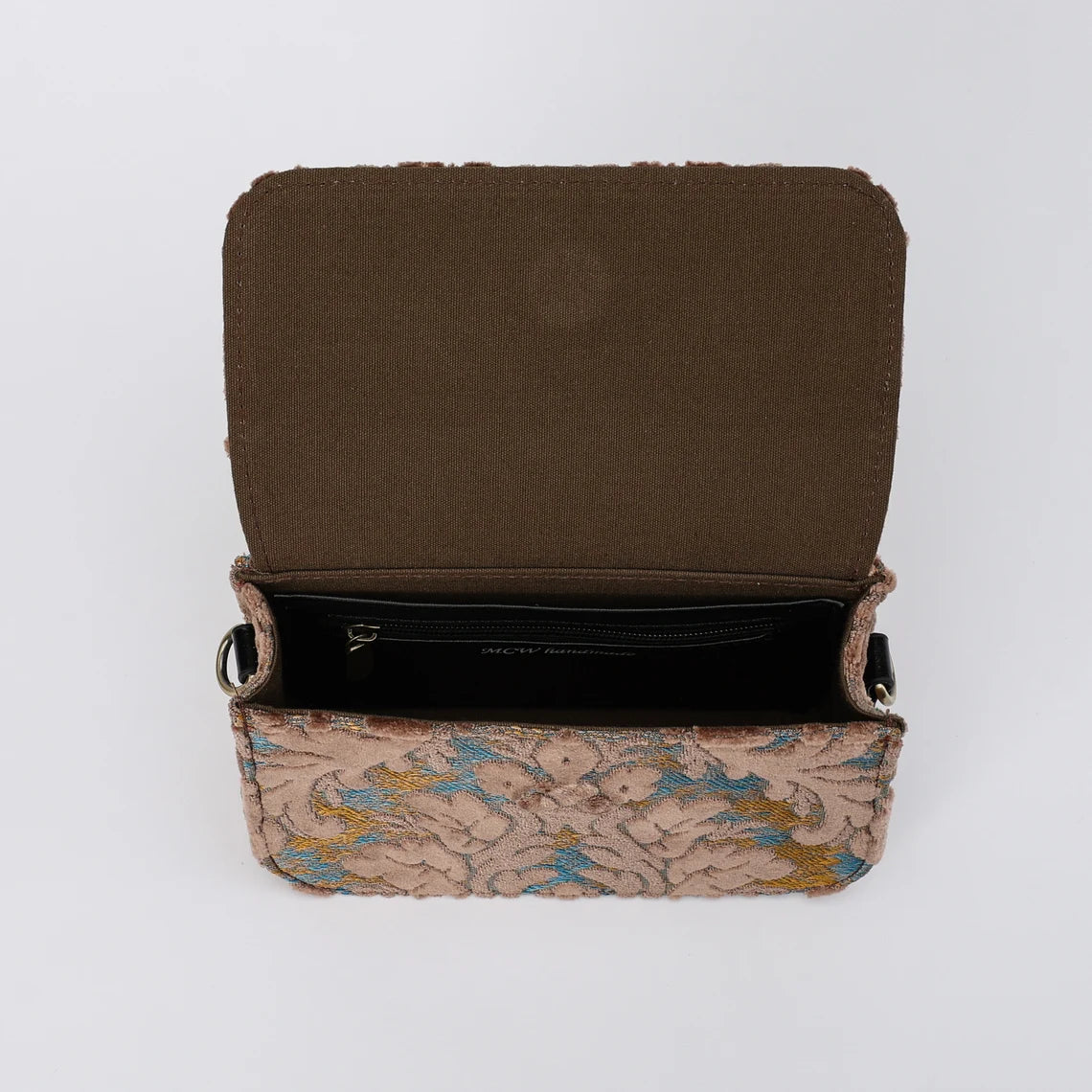 Burnout Velvet Camel Flap Crossbody Bag - Image 8