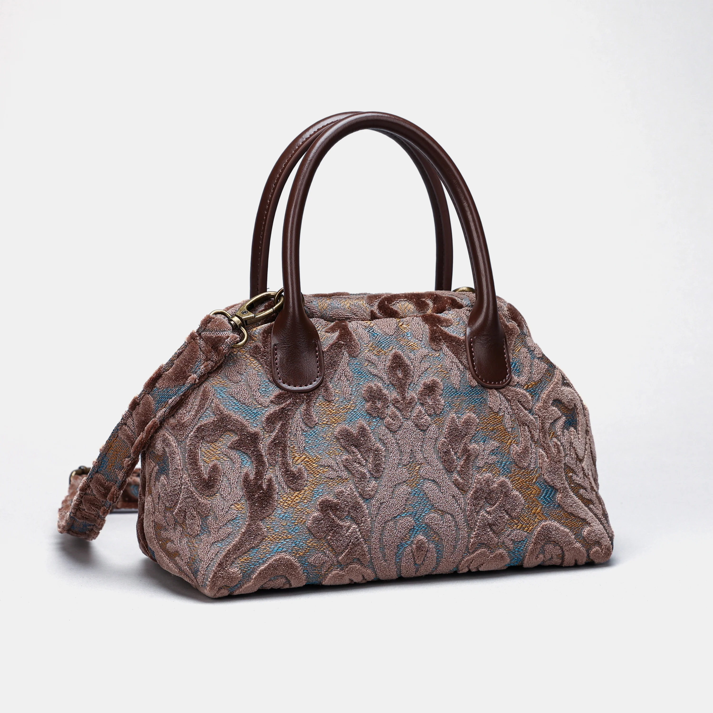 Burnout Velvet Camel Carpet Satchel - Image 3