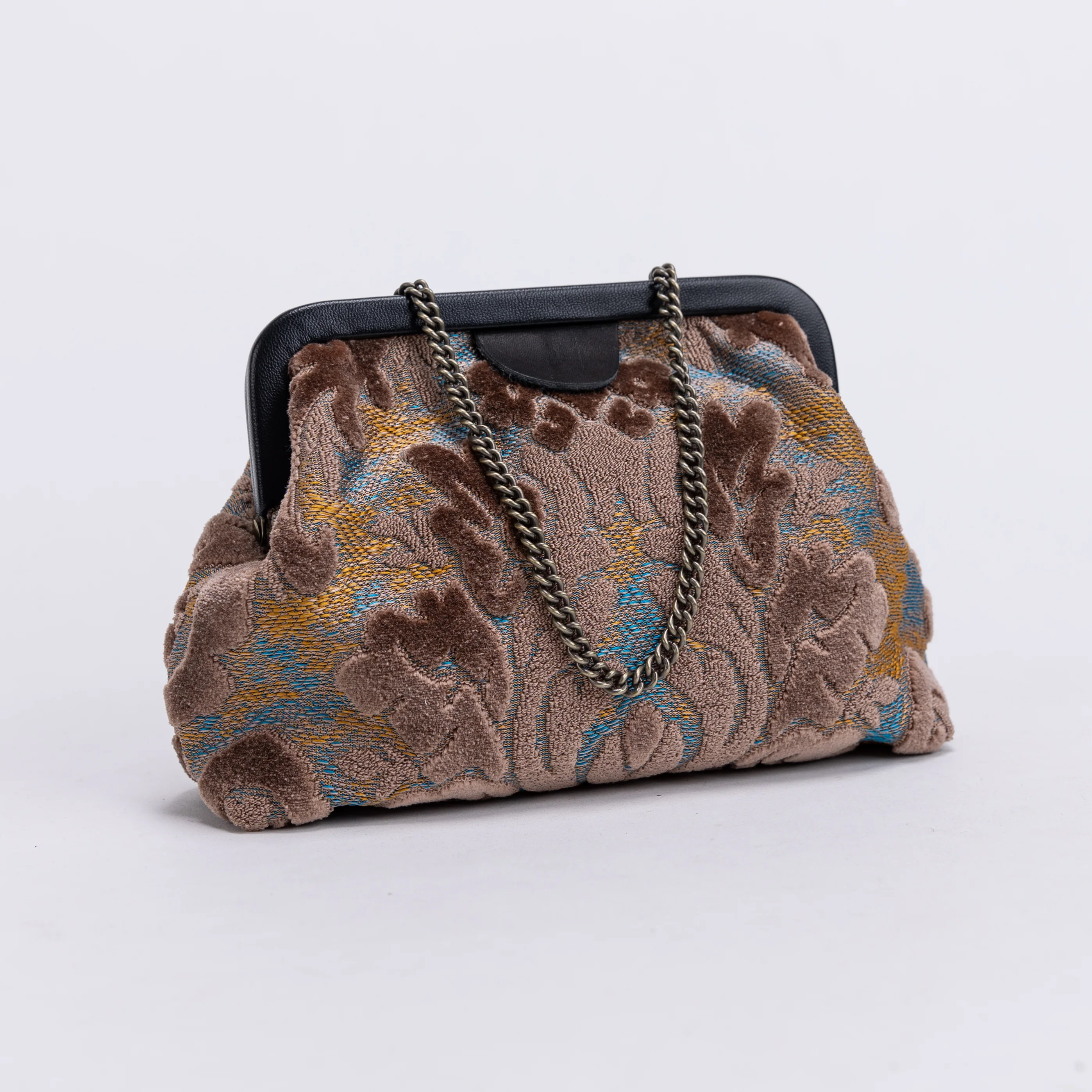 Burnout Velvet Camel Alma Clutch