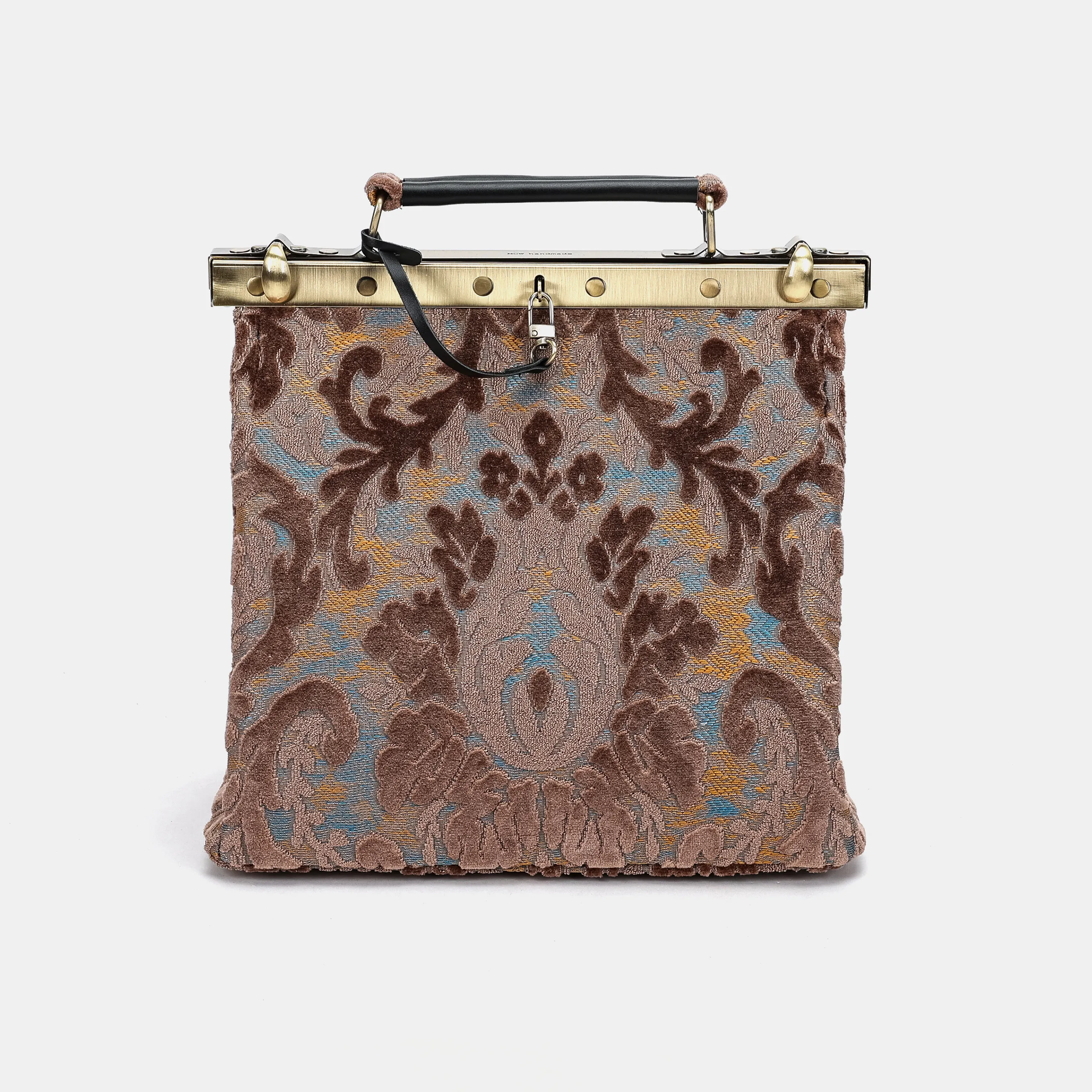 Burnout Velvet Camel Cecile Carpet Purse Gladstone Bag