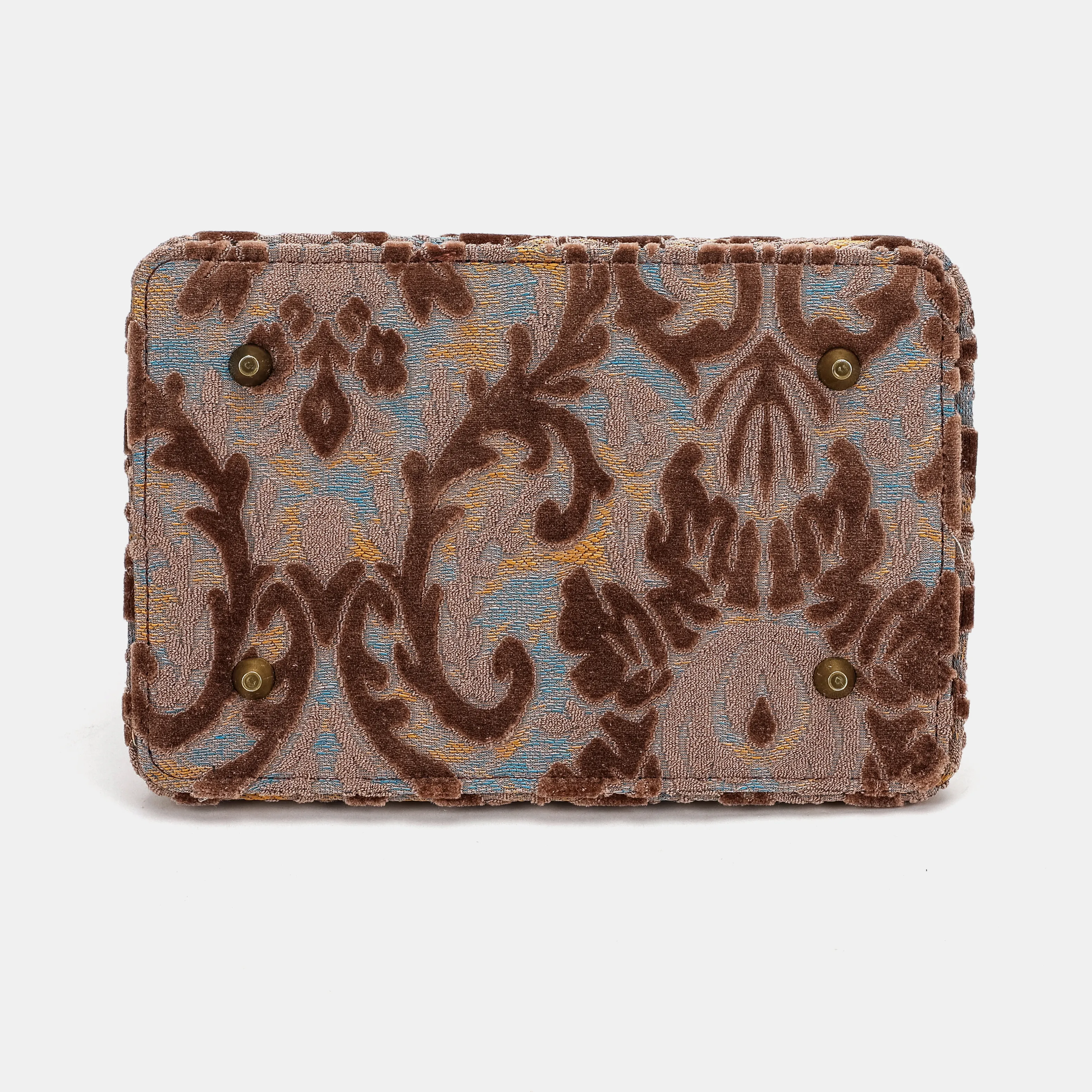 Burnout Velvet Camel Cecile Carpet Purse Gladstone Bag - Image 10