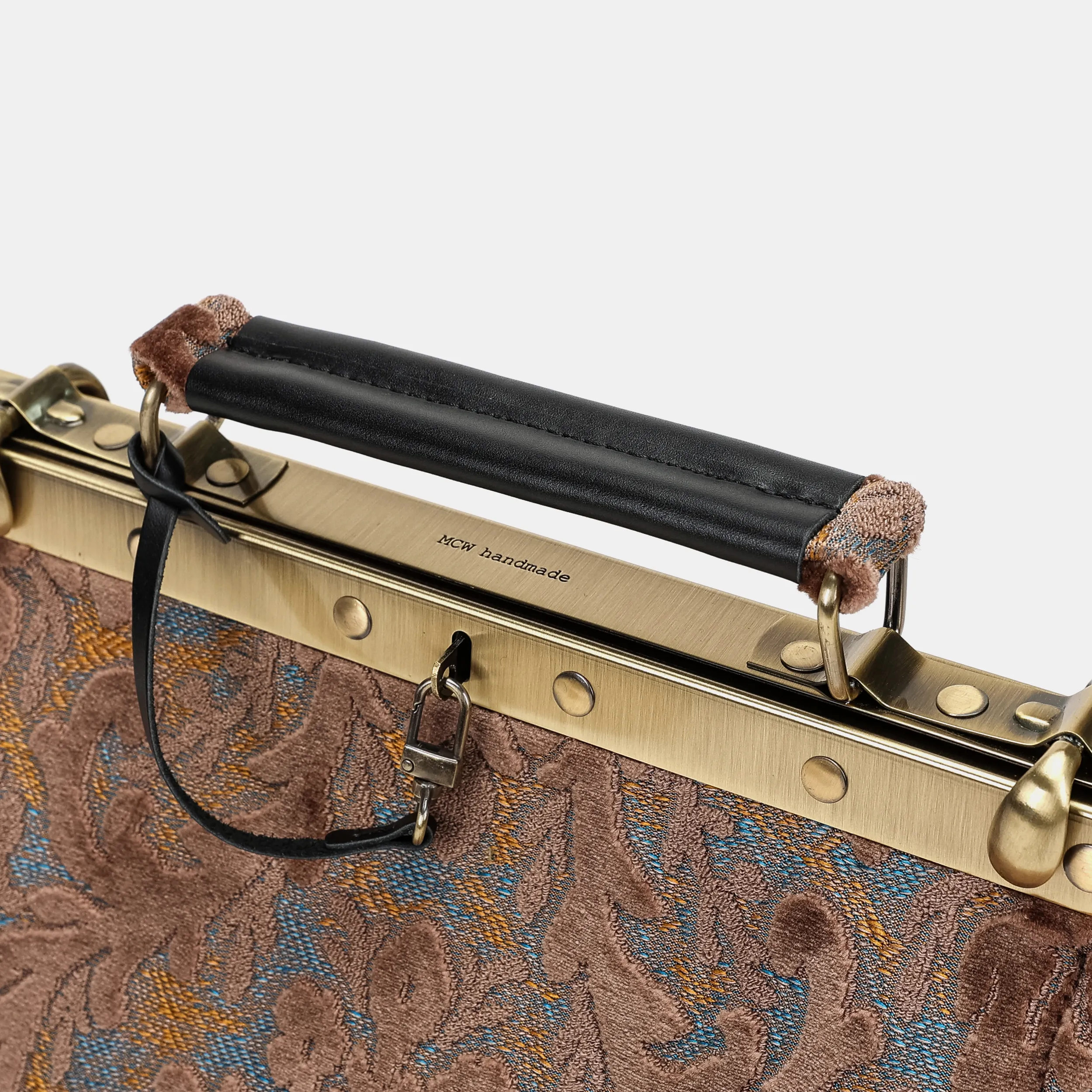 Burnout Velvet Camel Cecile Carpet Purse Gladstone Bag - Image 7