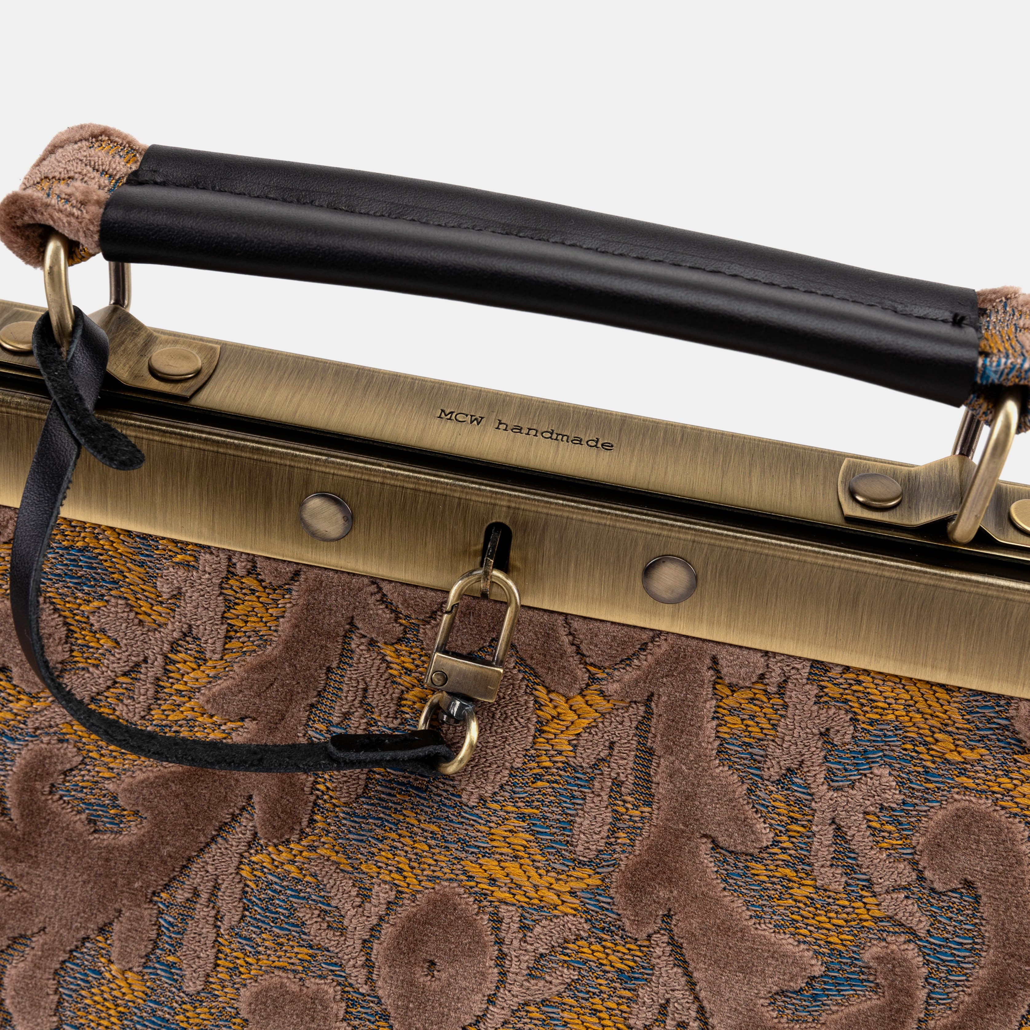 Burnout Velvet Camel Celine Carpet Gladstone Bag - Image 4