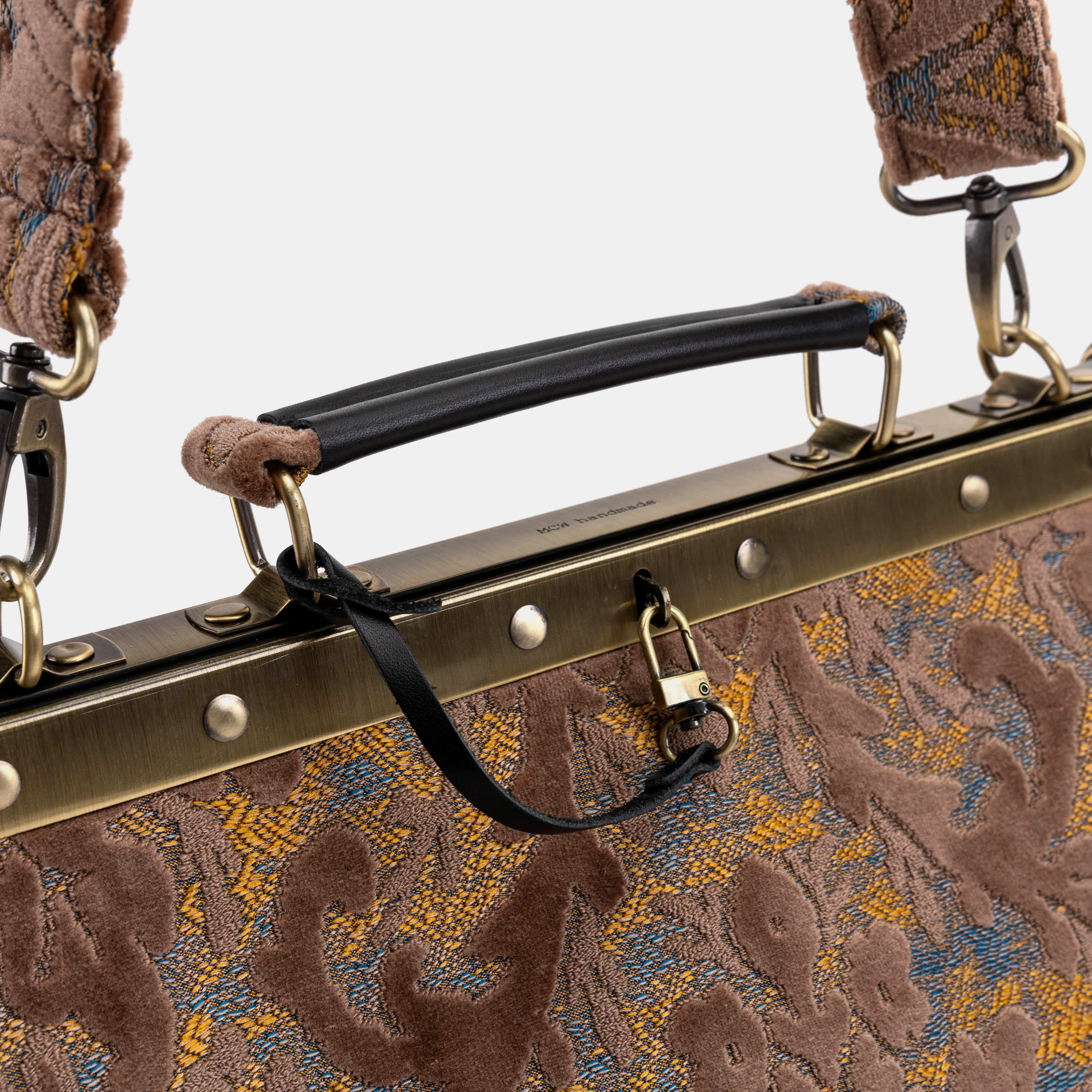Burnout Velvet Camel Celine Carpet Gladstone Bag - Image 5