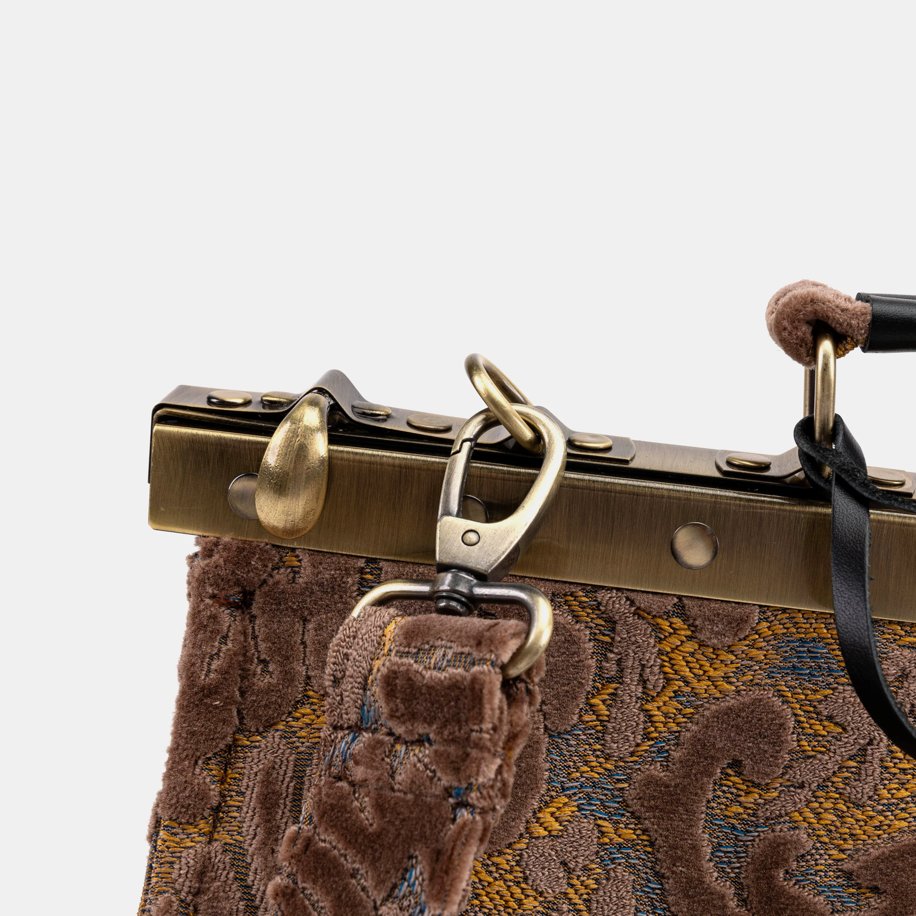 Burnout Velvet Camel Celine Carpet Gladstone Bag - Image 7