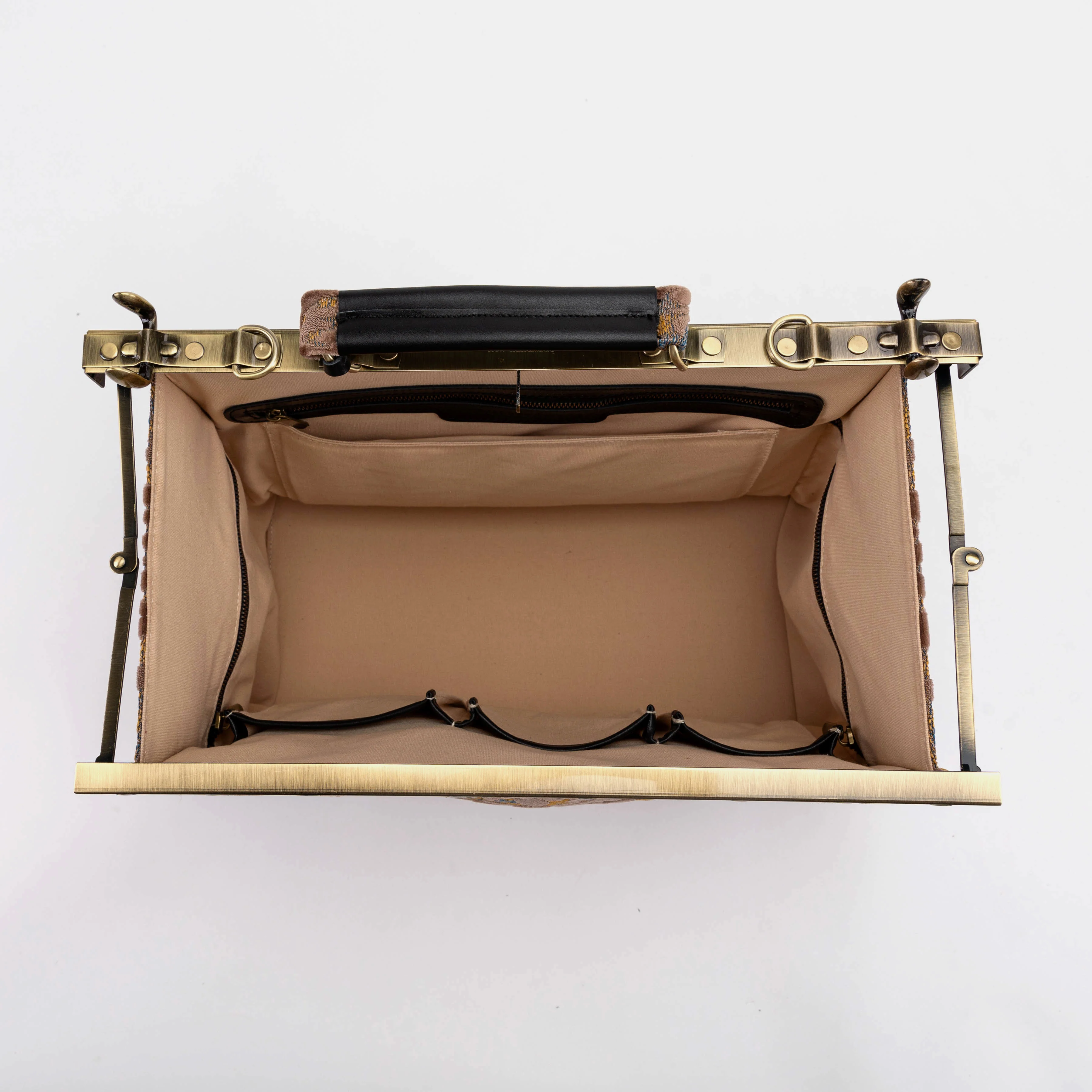 Burnout Velvet Camel Celine Carpet Gladstone Bag - Image 8