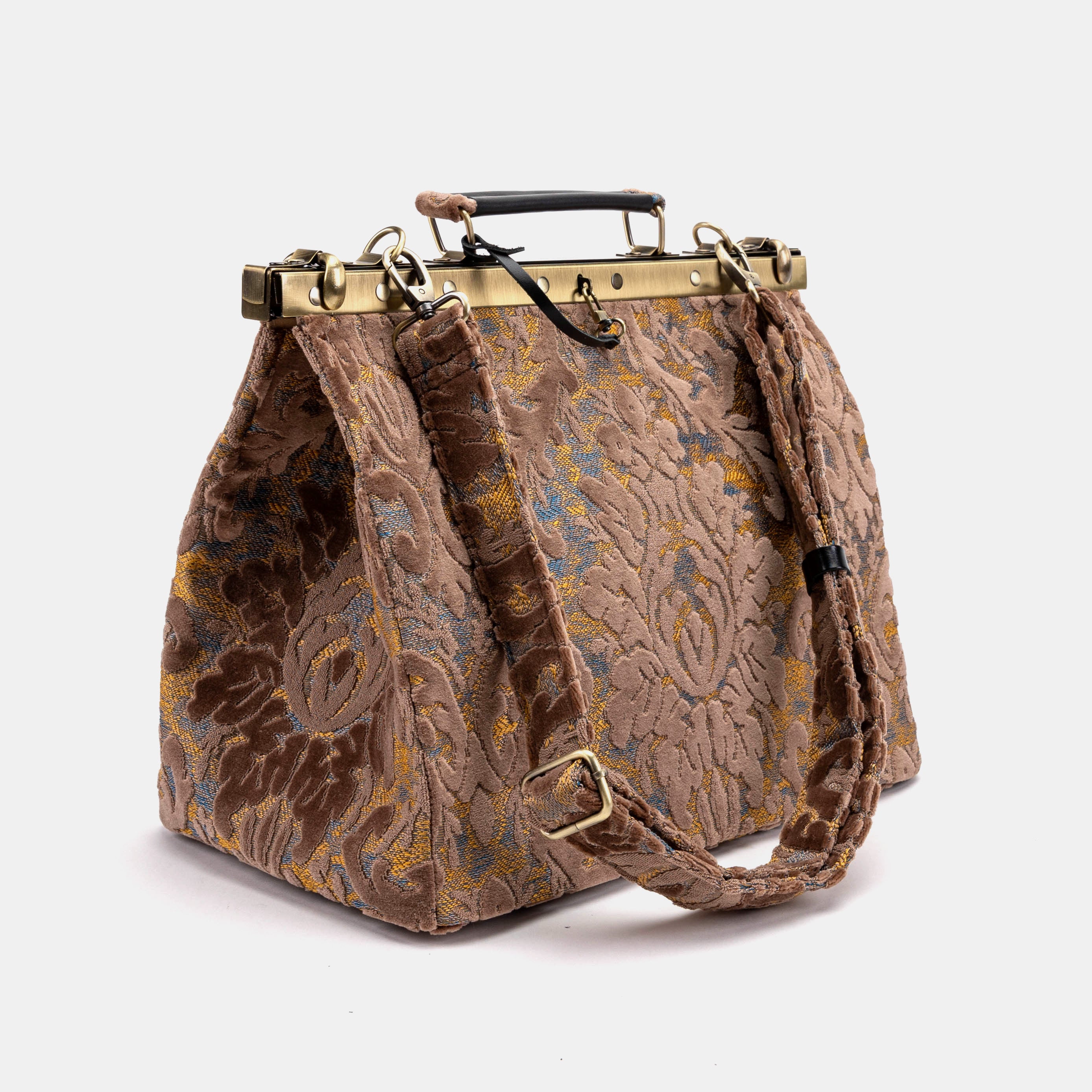 Burnout Velvet Camel Celine Carpet Gladstone Bag - Image 9