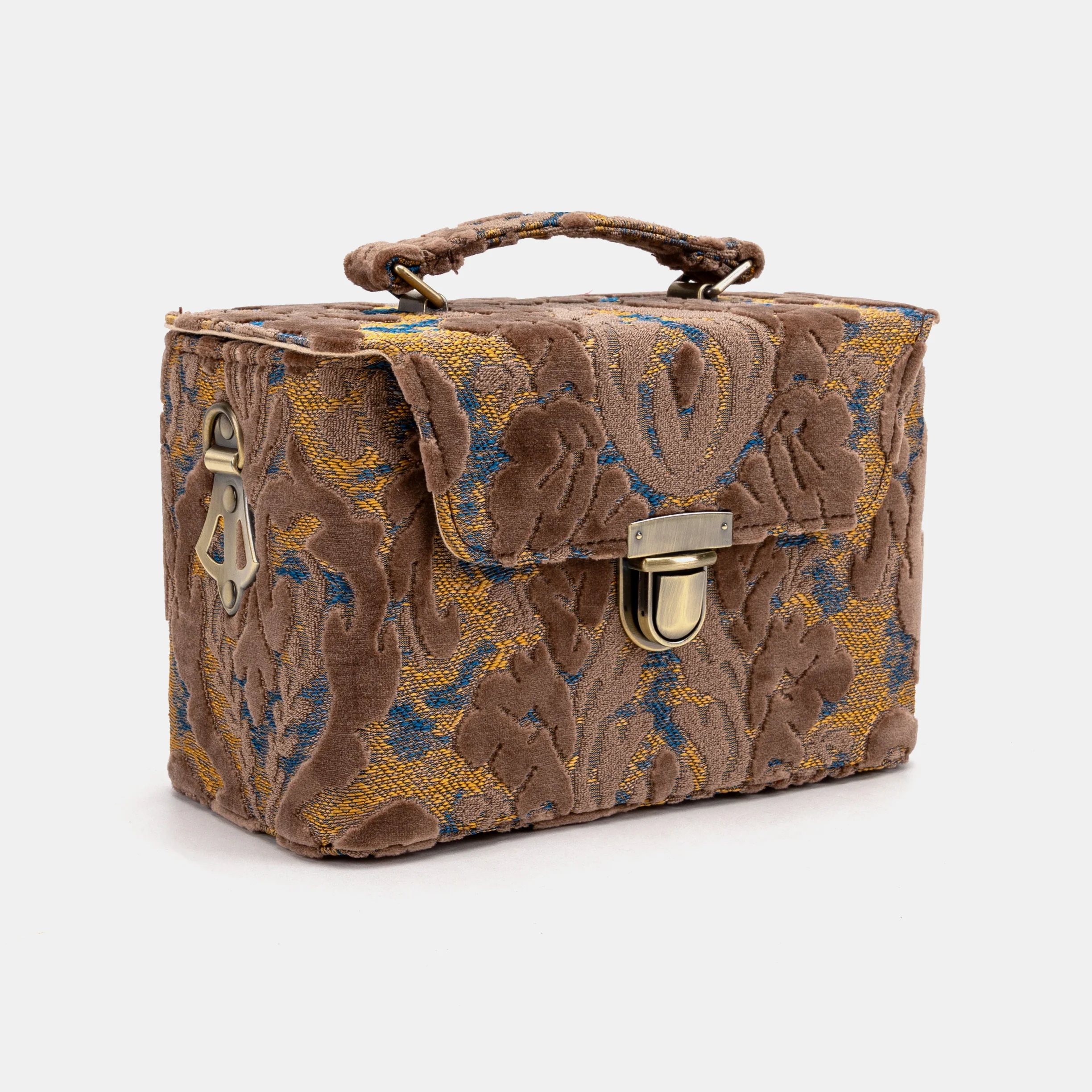 Burnout Velvet Camel Clara Medium Train Case Purse - Image 3