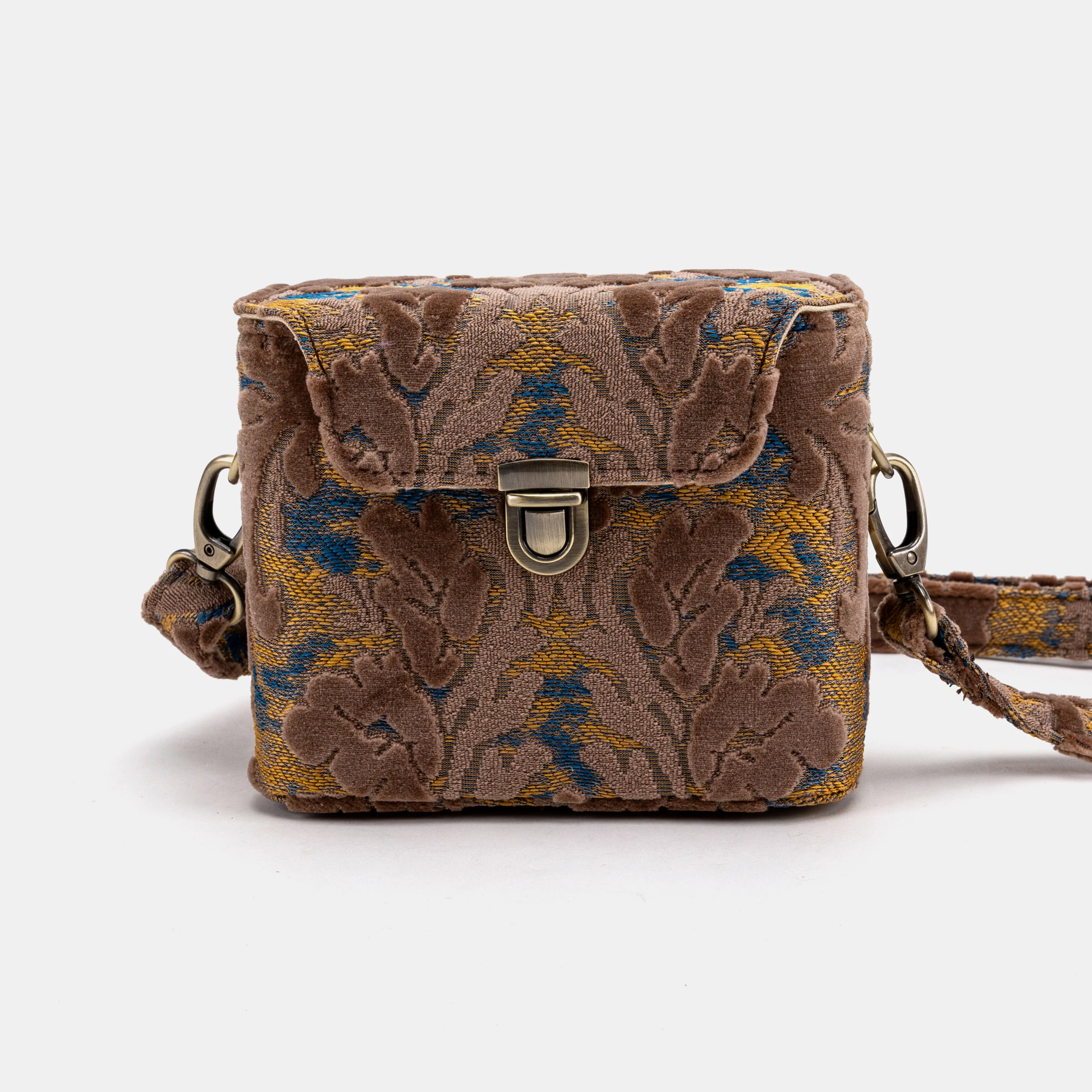 Burnout Velvet Camel Emma Small Train Case Crossbody