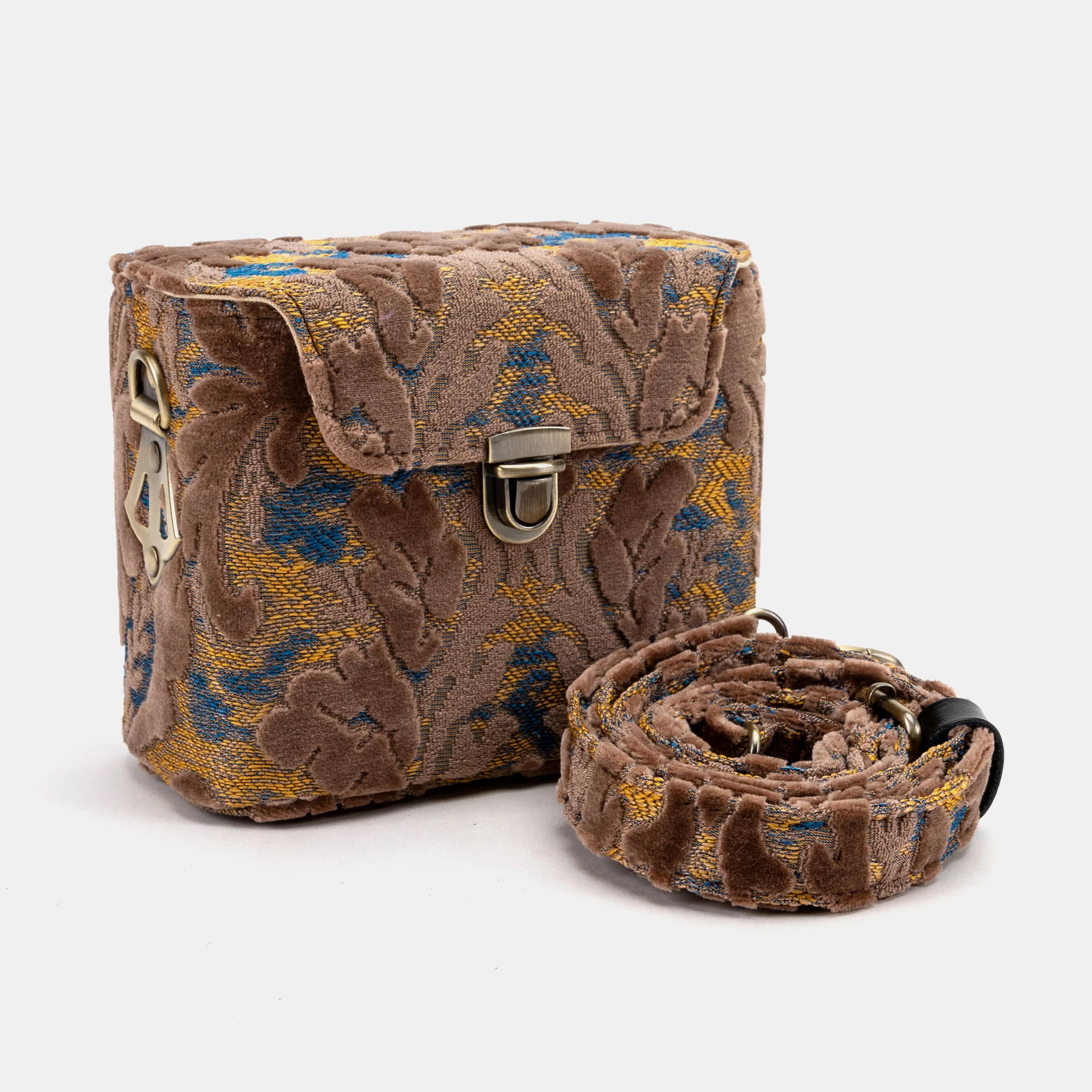 Burnout Velvet Camel Emma Small Train Case Crossbody - Image 2