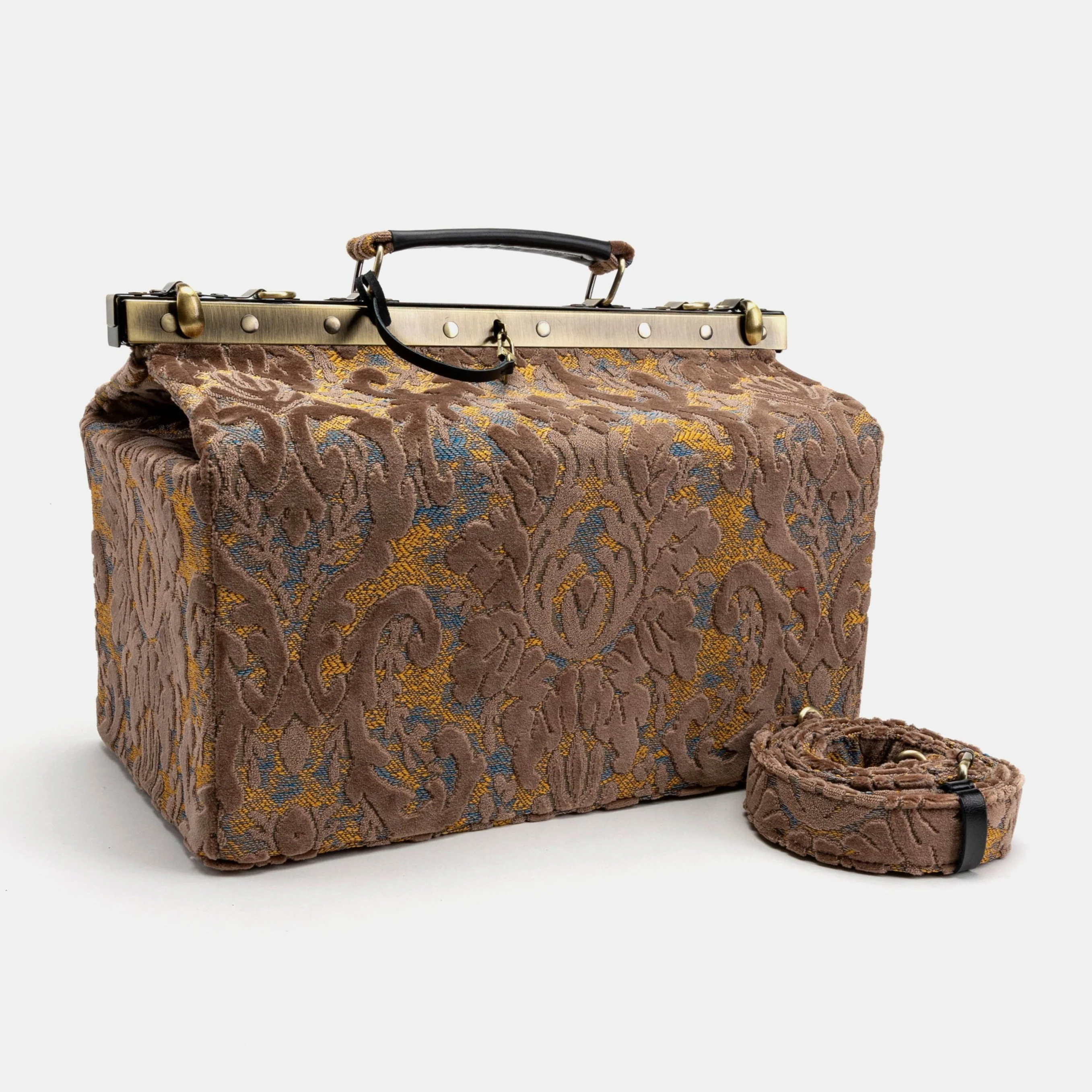 Burnout Velvet Camel Genevieve Carpet Gladstone Bag