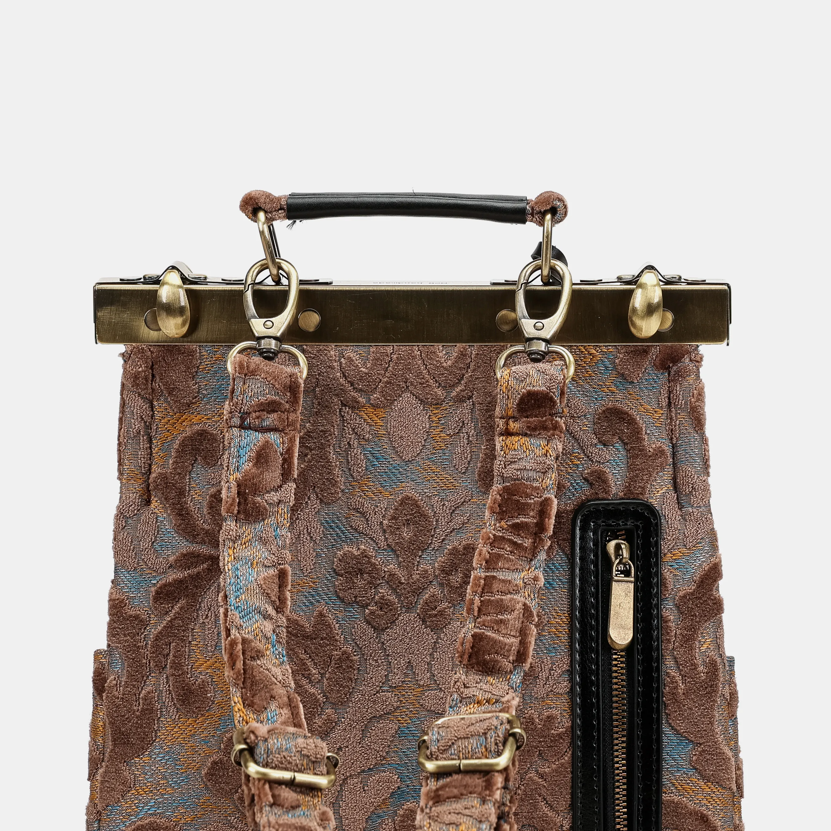 Burnout Velvet Camel Helena Carpet Backpack Gladstone Bag - Image 6