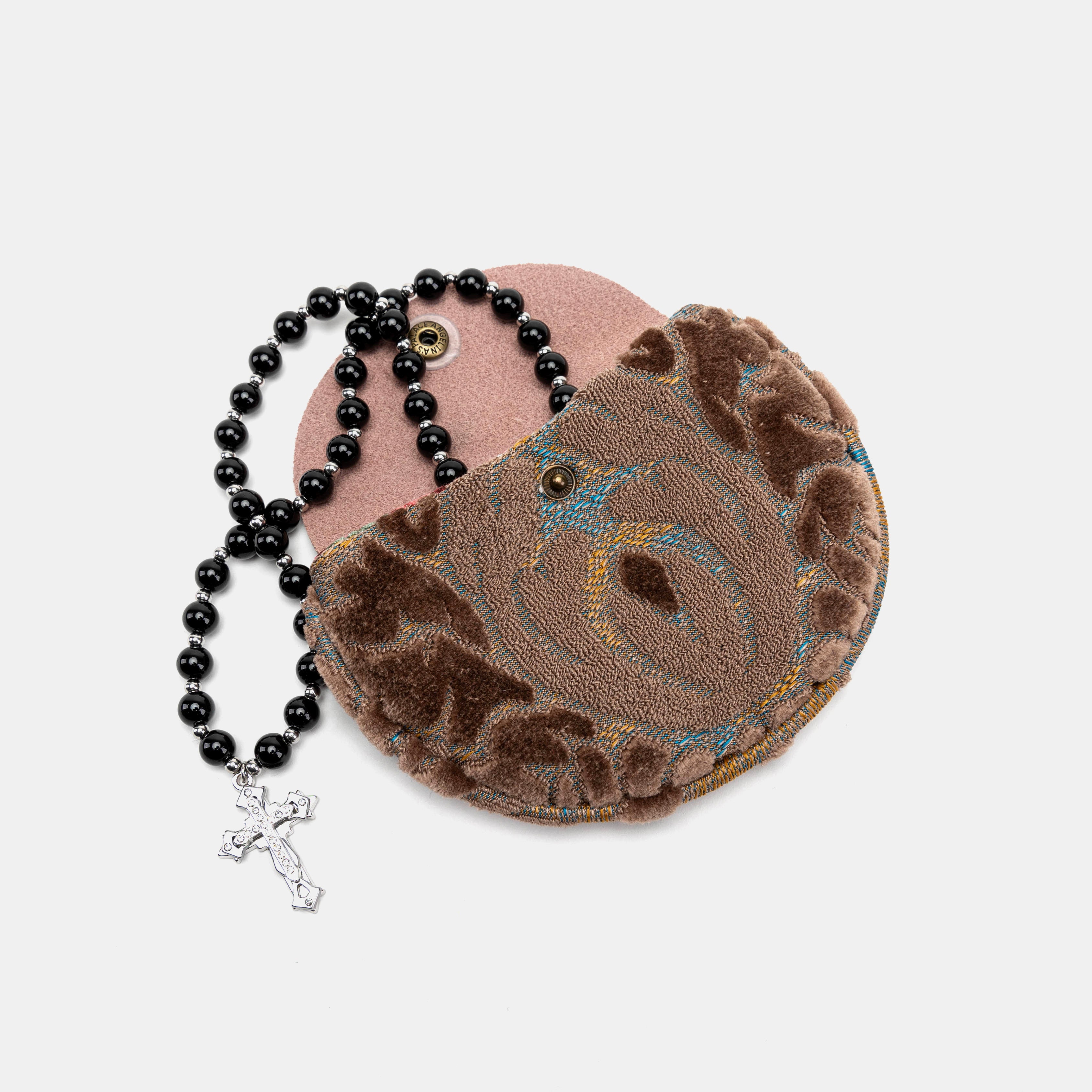 Burnout Velvet Camel Rosary Bag - Image 2