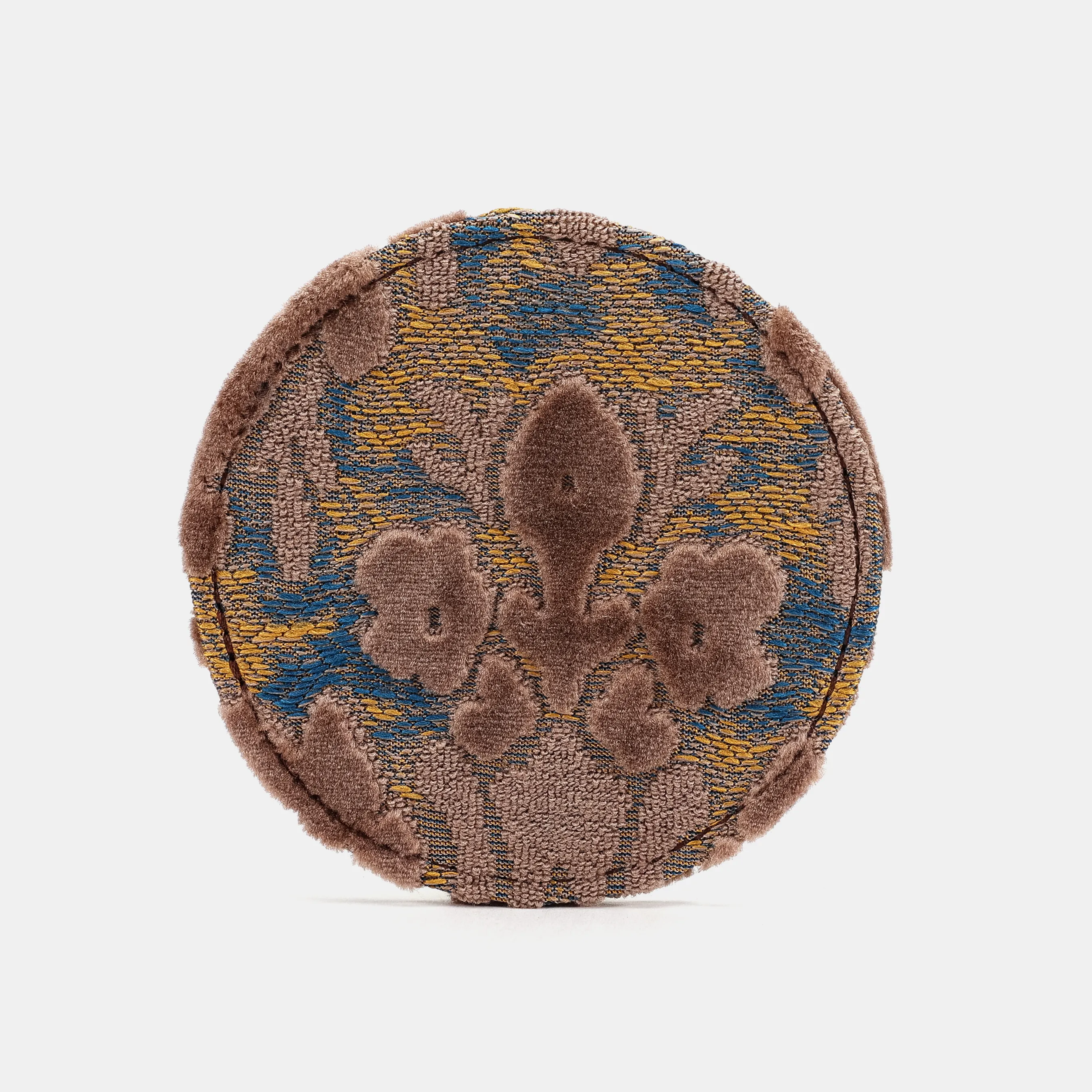 Burnout Velvet Camel Round Coaster Set with Holder - Image 3