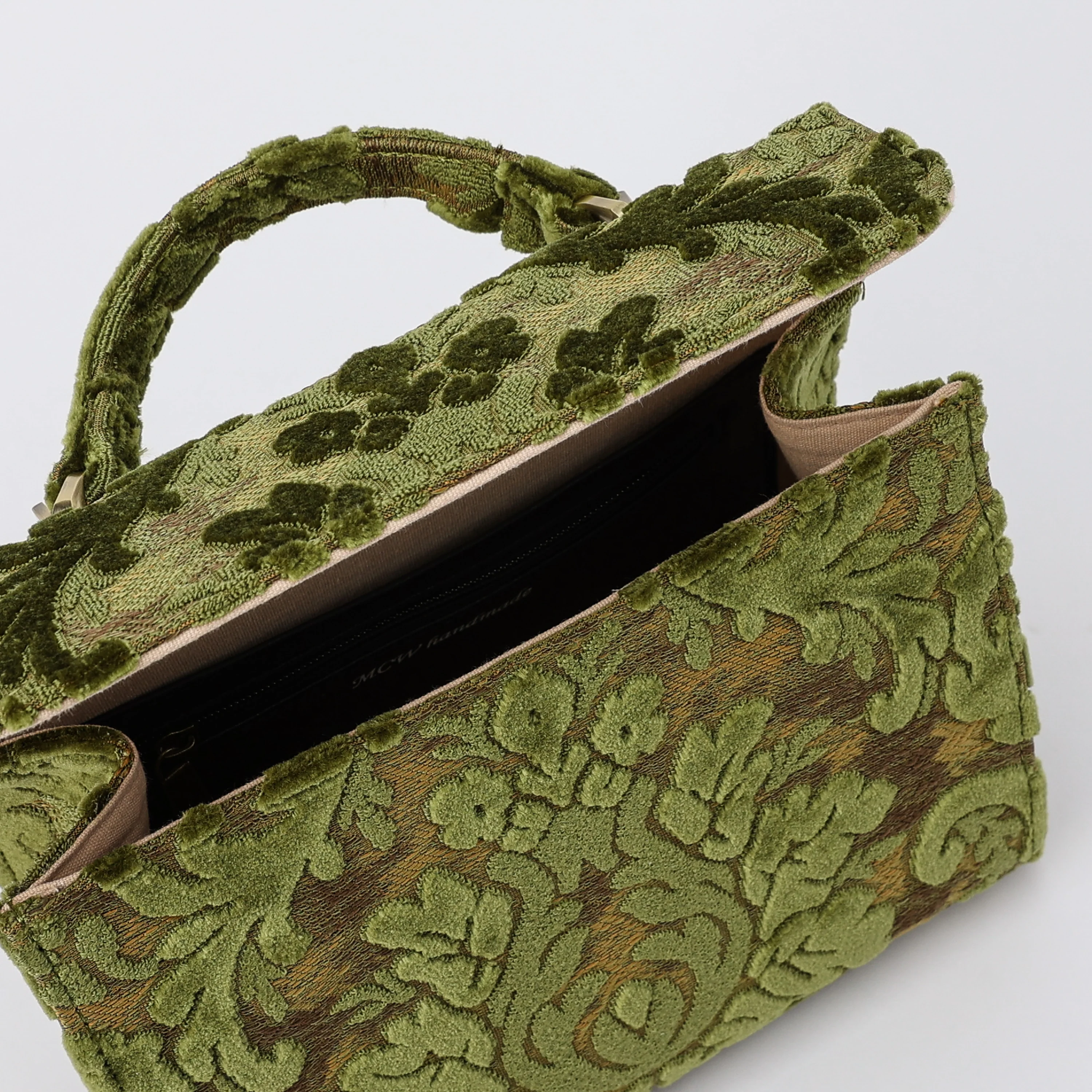 Burnout Velvet Fern Green Flap Satchel - Image 7