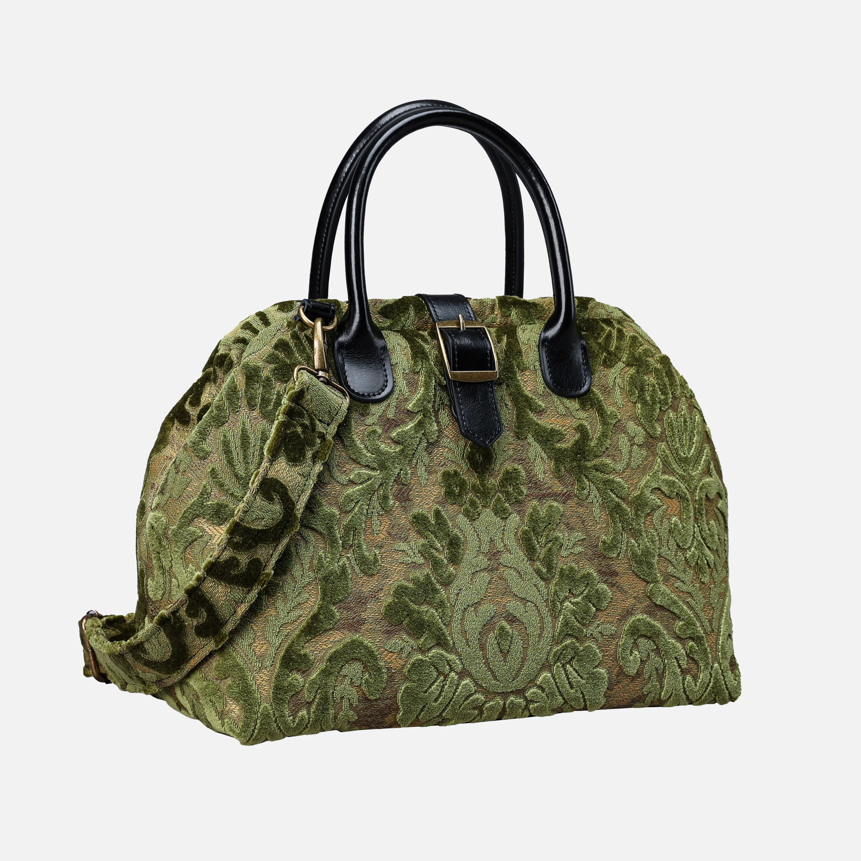 Burnout Velvet Fern Green Carpet Handbag Purse - Image 3