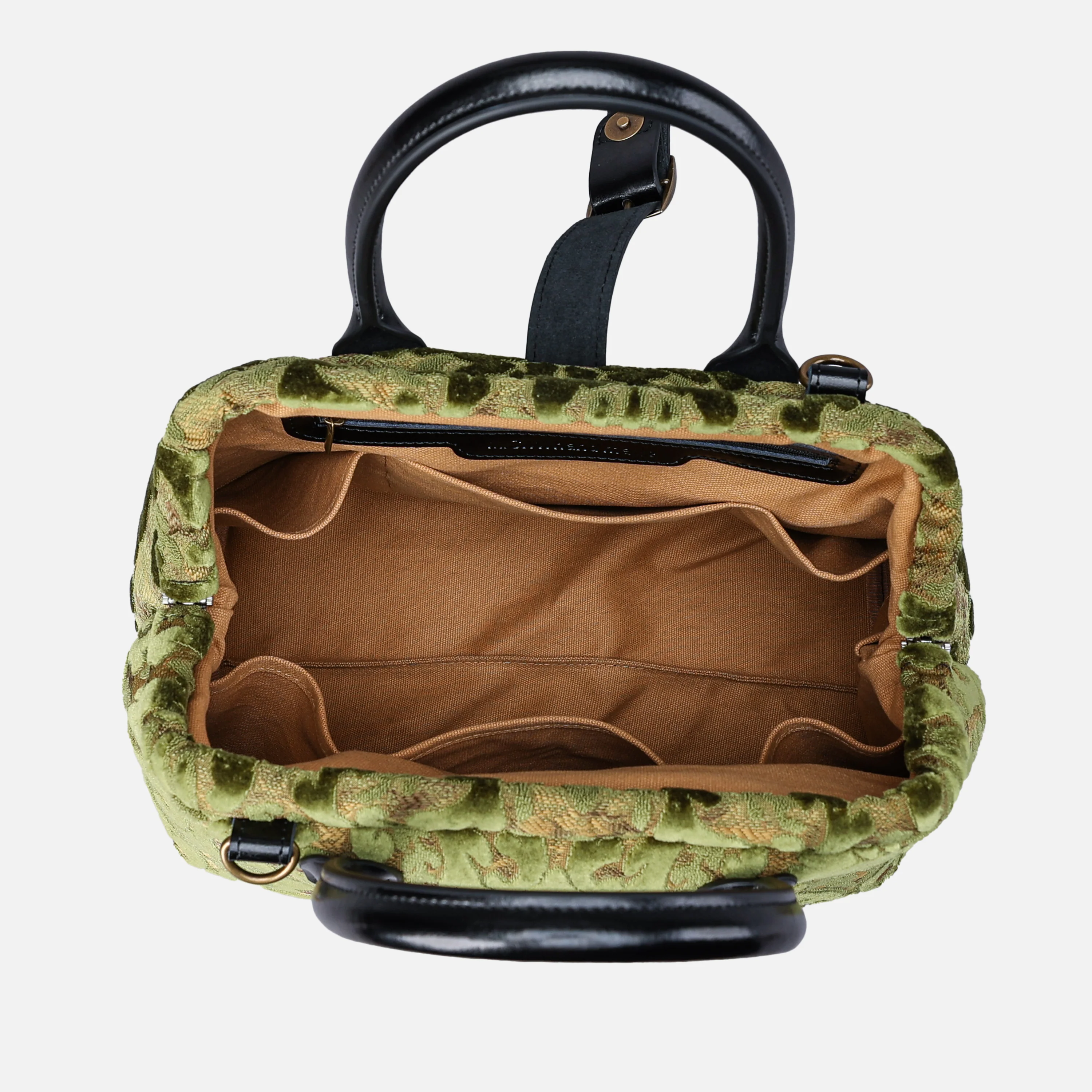 Burnout Velvet Fern Green Carpet Handbag Purse - Image 5