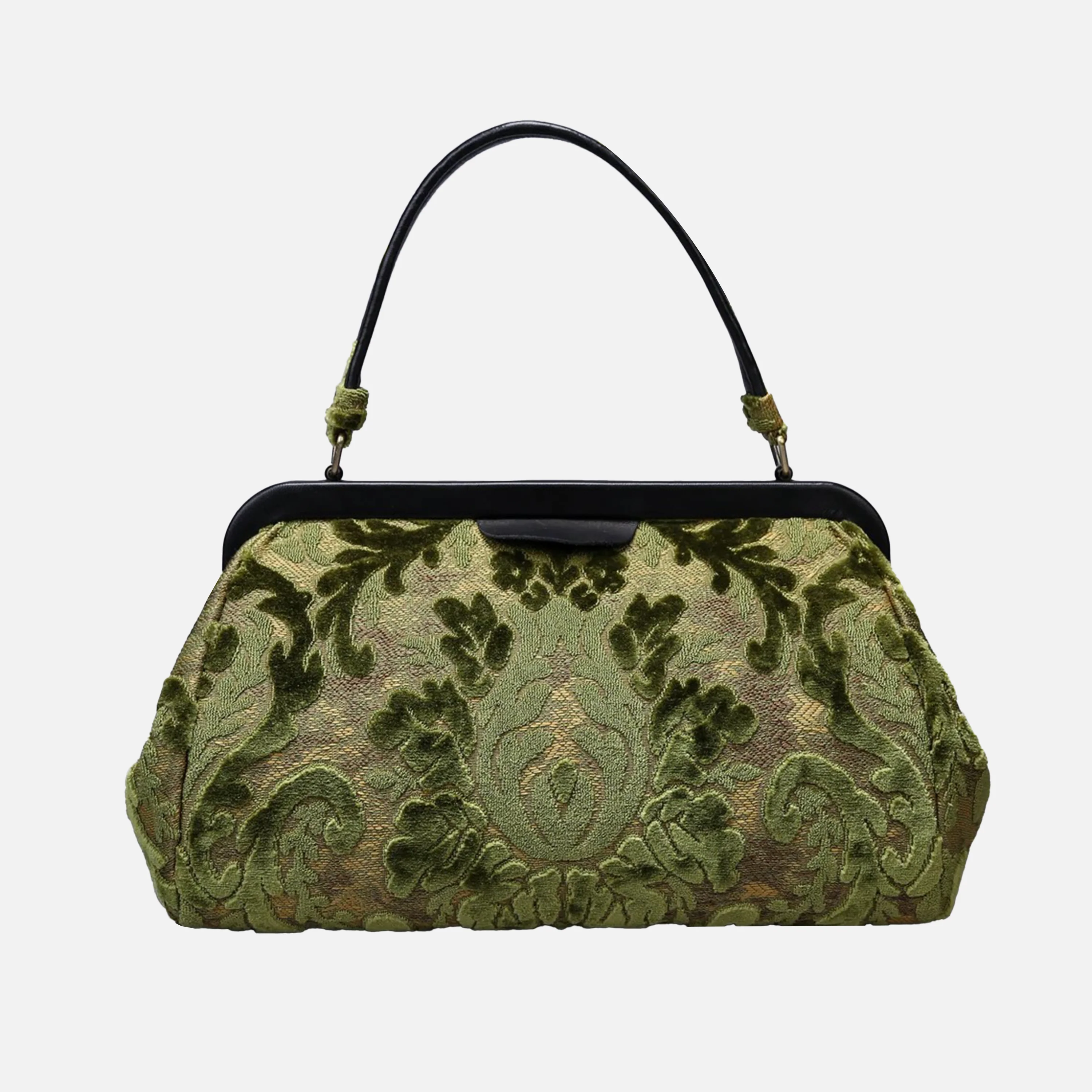 Burnout Velvet Fern Green Top Handle Purse