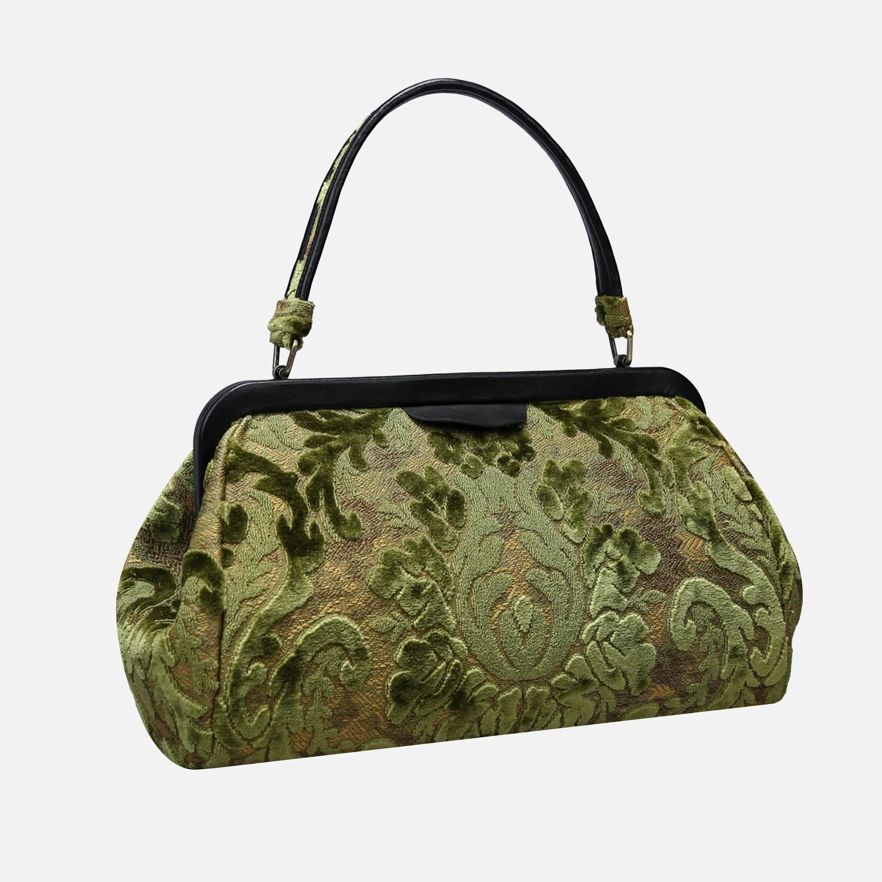 Burnout Velvet Fern Green Top Handle Purse - Image 2